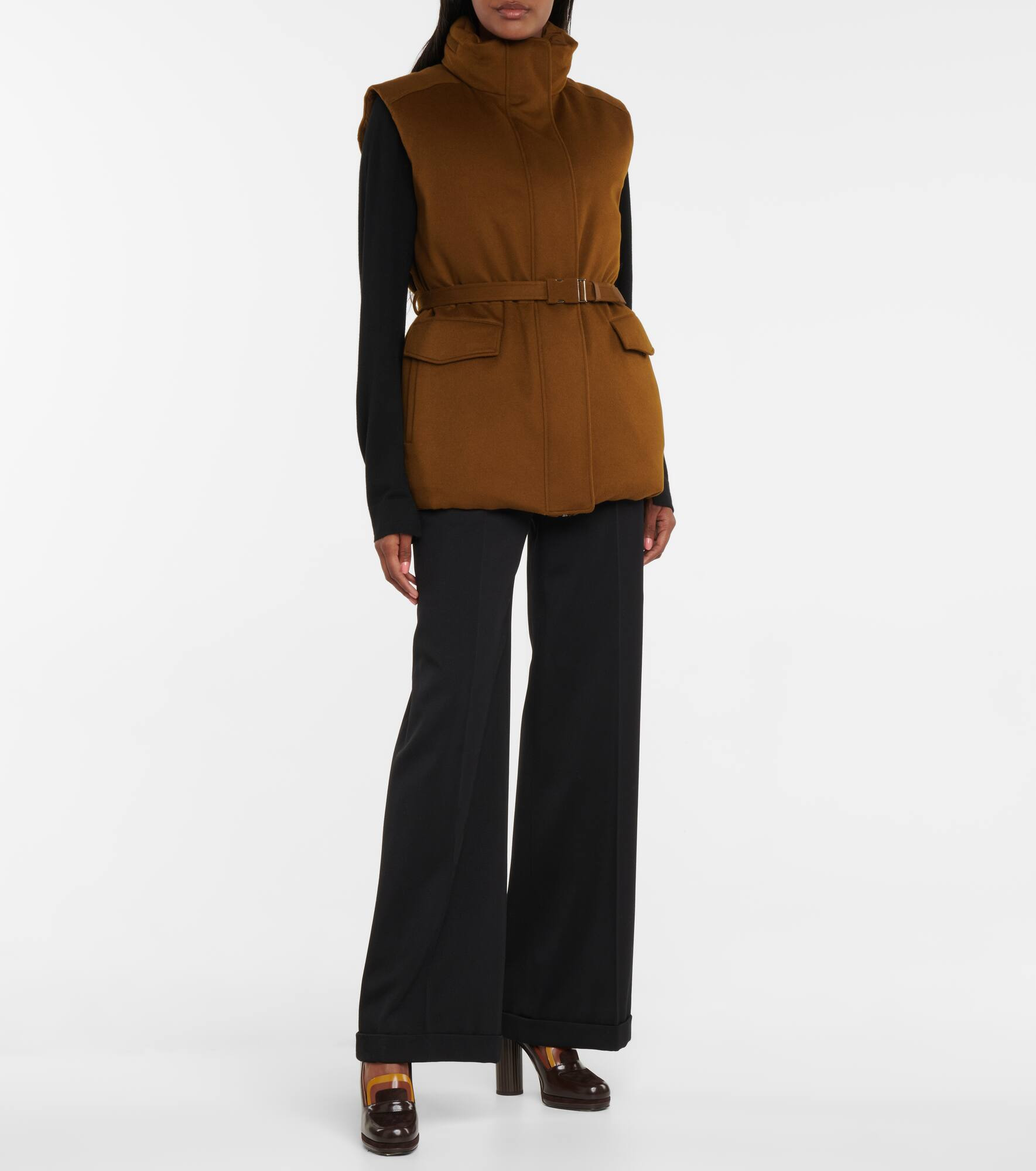 Laytin belted cashmere down vest - 6