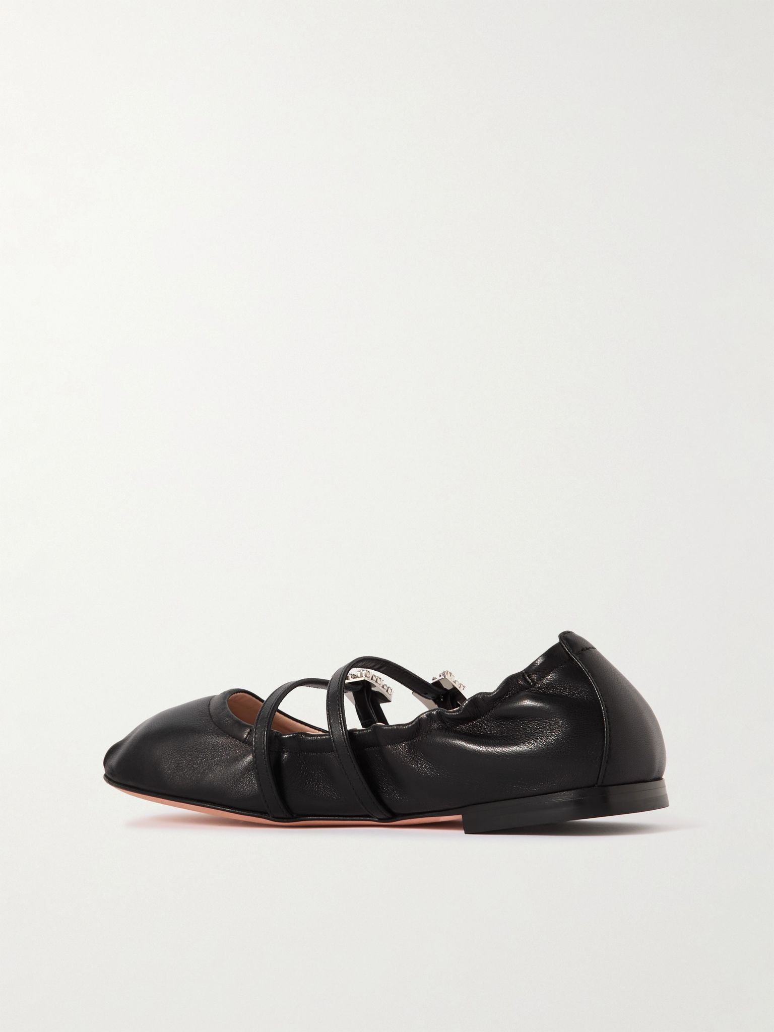 Crystal-embellished leather ballet flats Black - 3