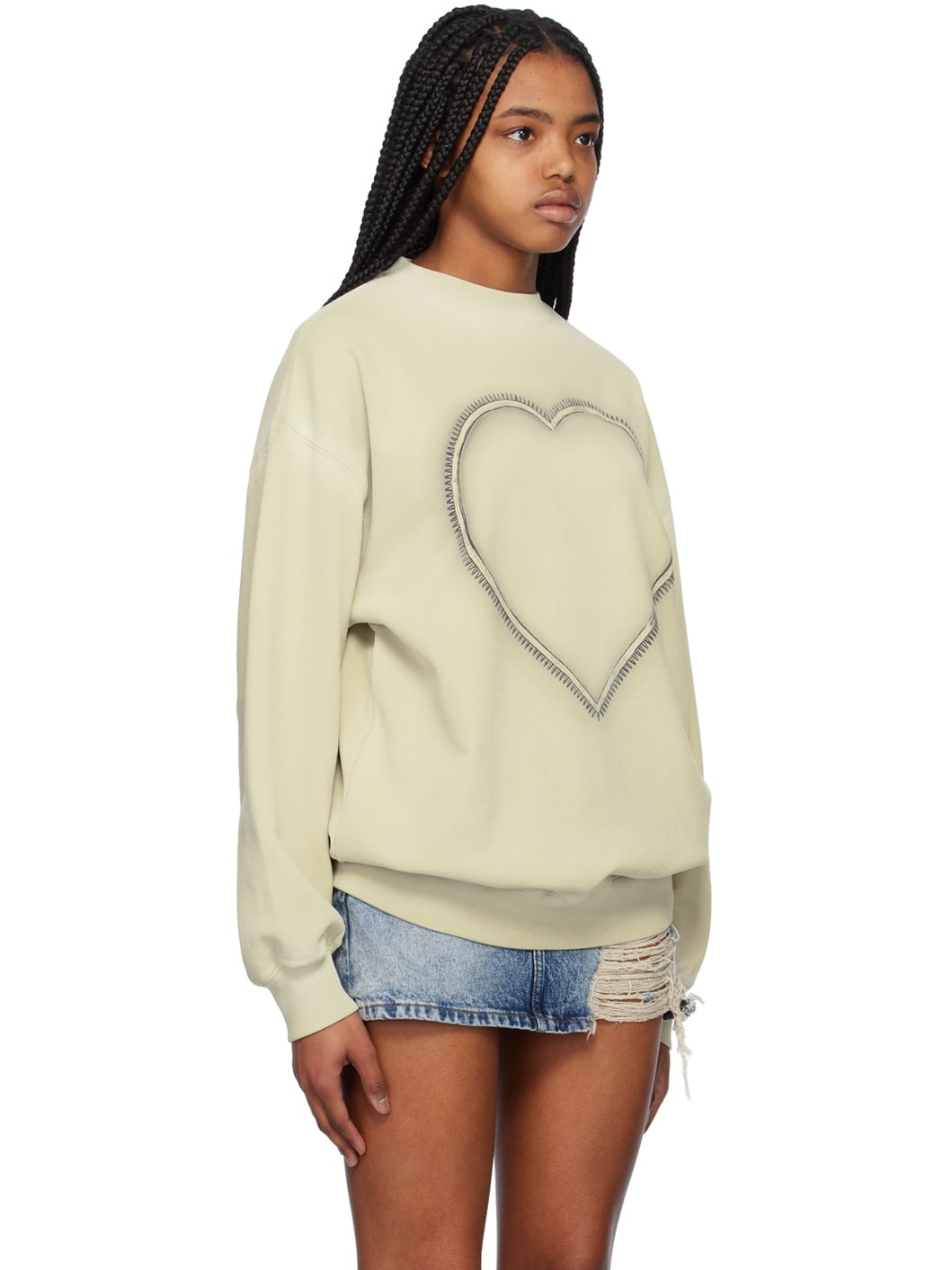 Beige Heart Choker Sweatshirt - 2