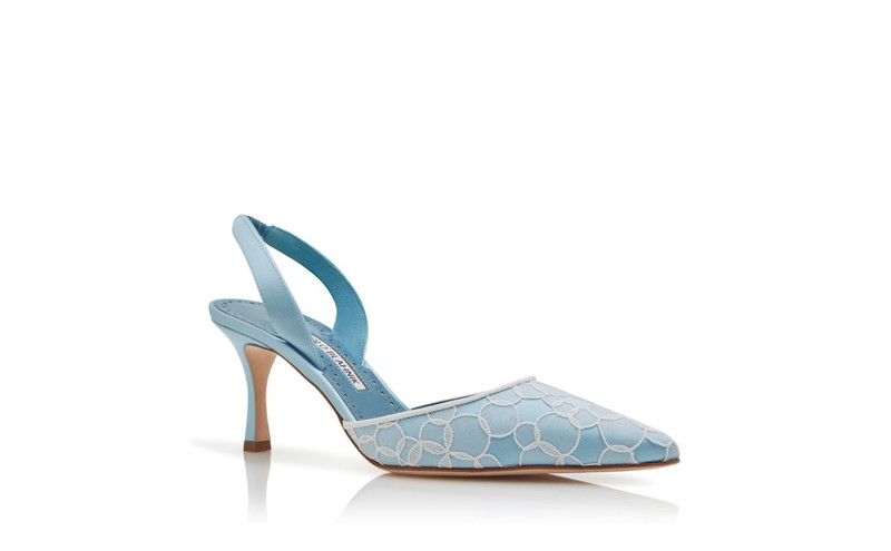 Blue Satin Slingback Pumps 3