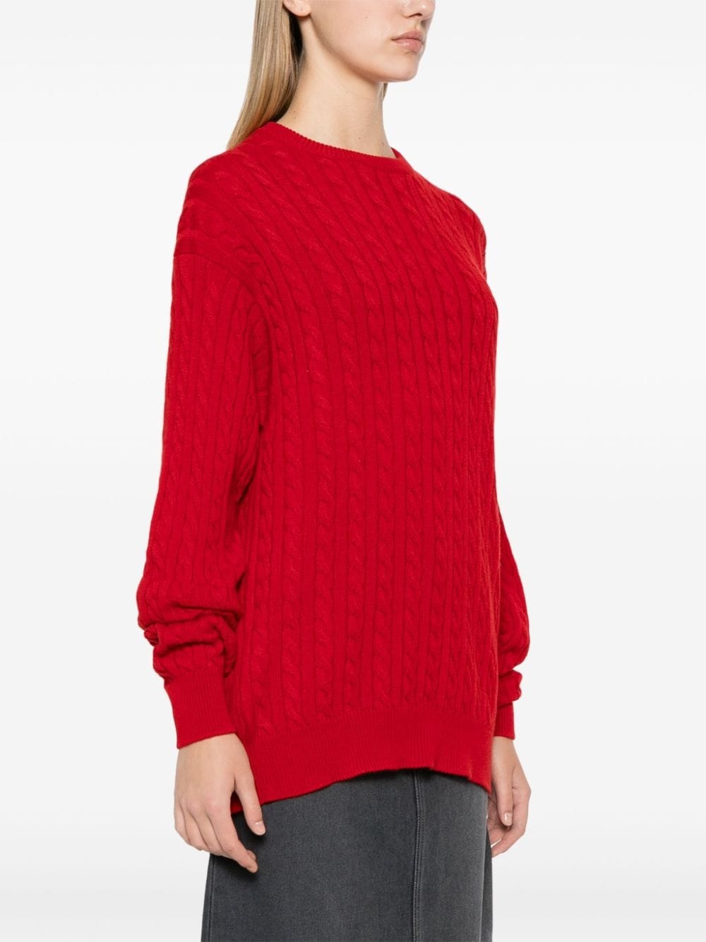 crew-neck cable-knit jumper - 3