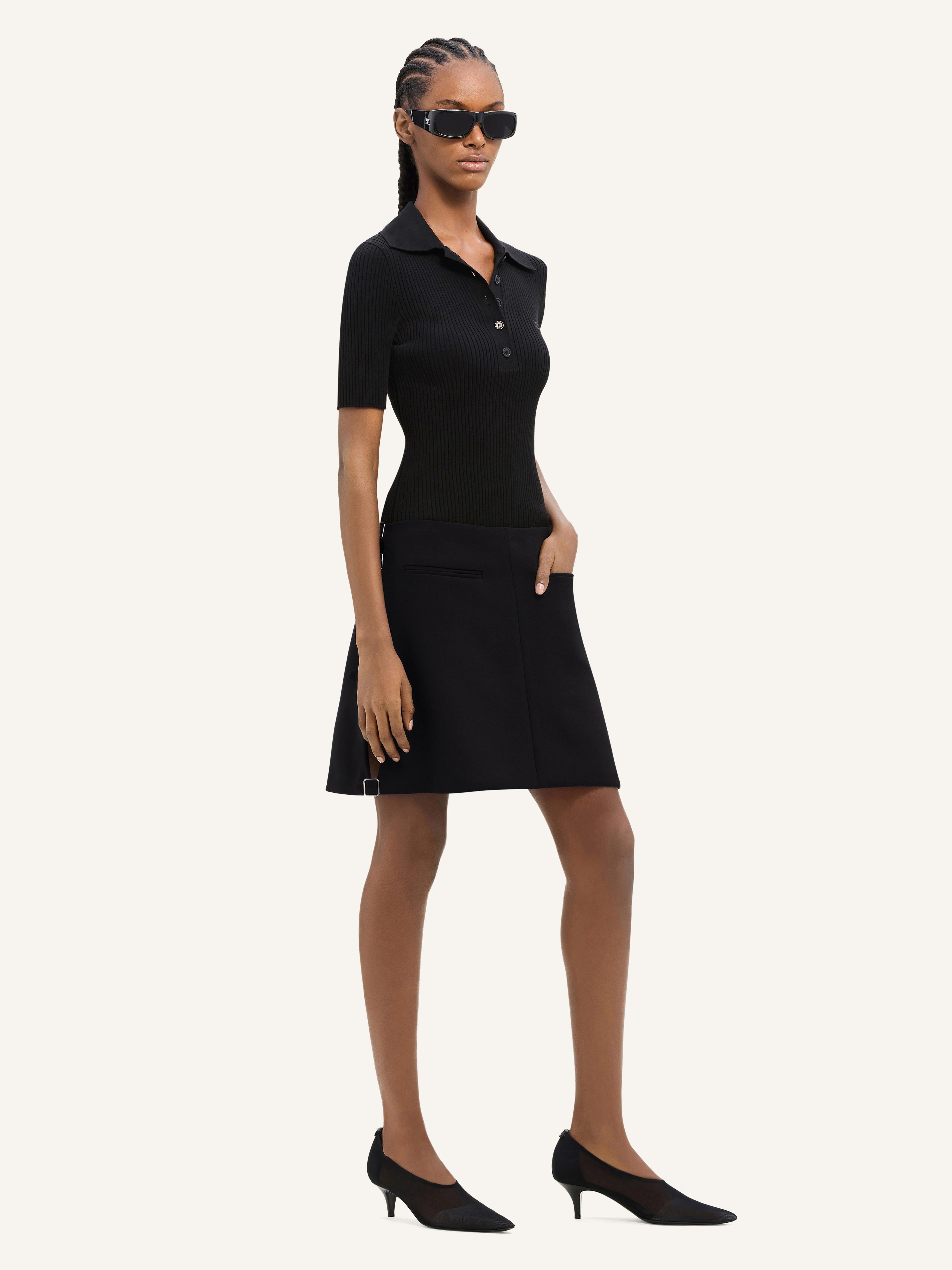 MULTI-BUCKLE WOOL MINI SKIRT - 3