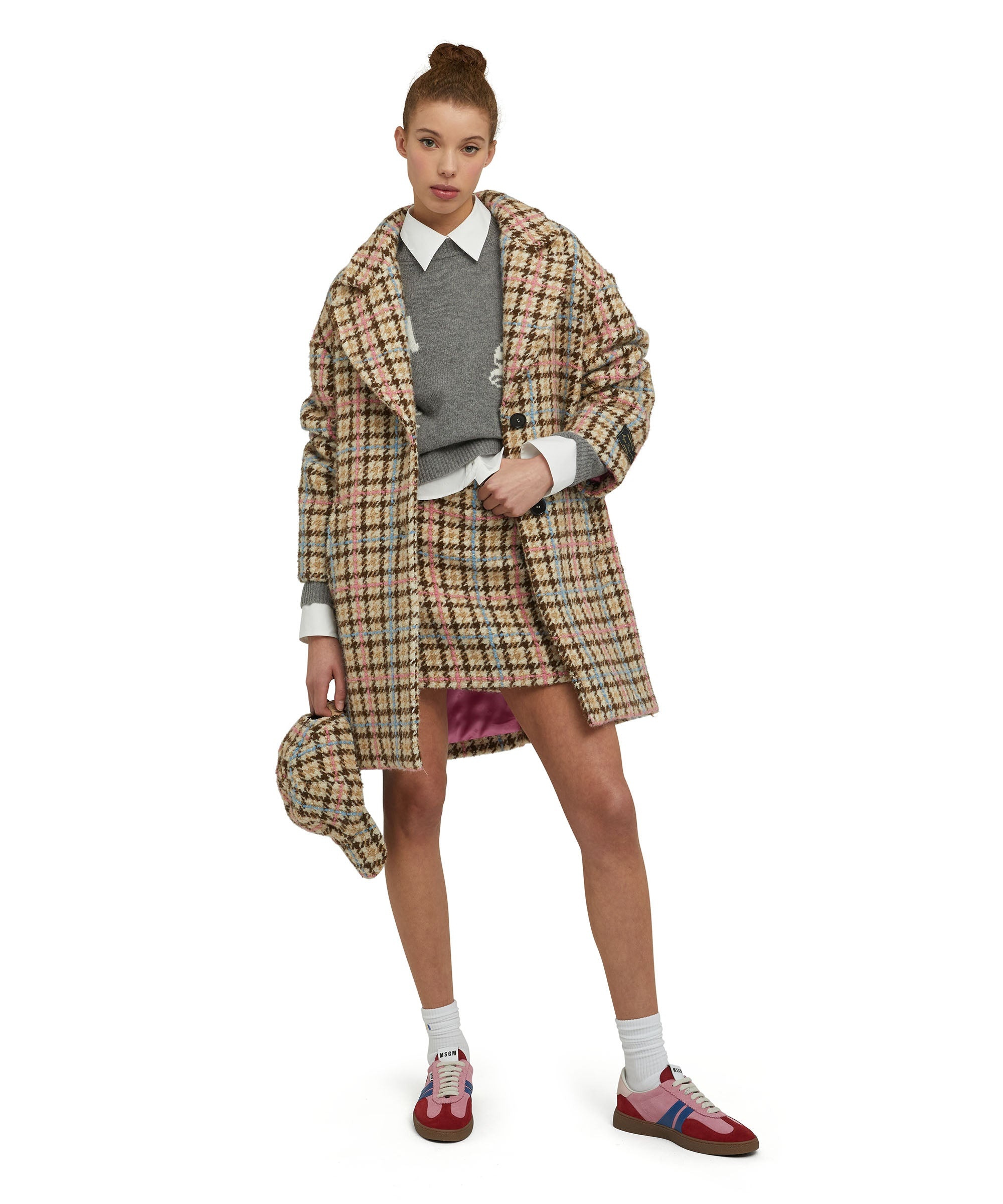 Blended wool mini skirt with "Micro Check Wool" motif - 5
