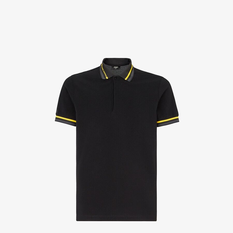 Black cotton polo shirt - 1