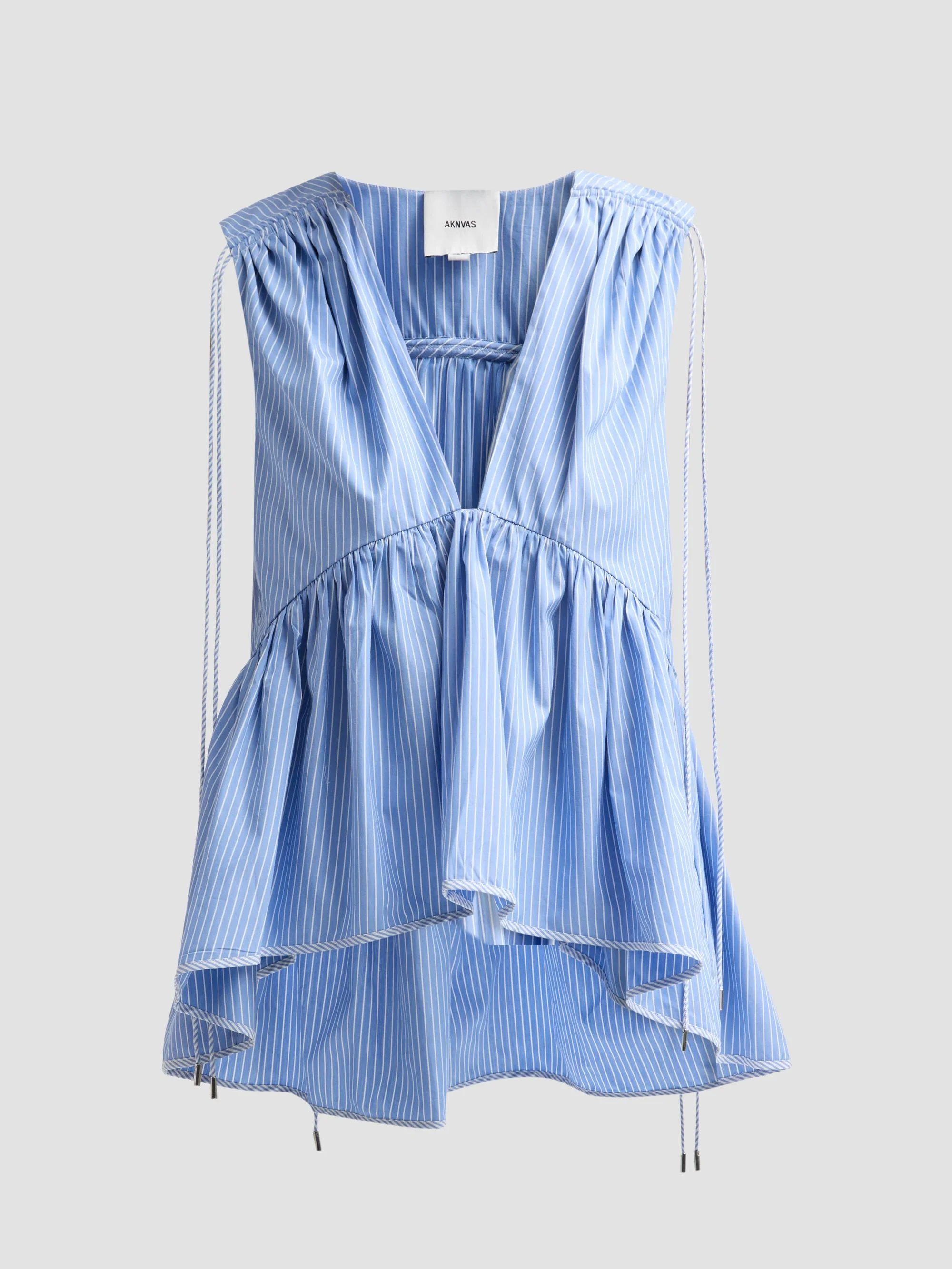Women's Lamia Striped Poplin Top - Blue And White - 1