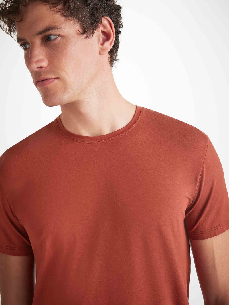 Men's T-Shirt Basel Micro Modal Stretch Rust Red - 5