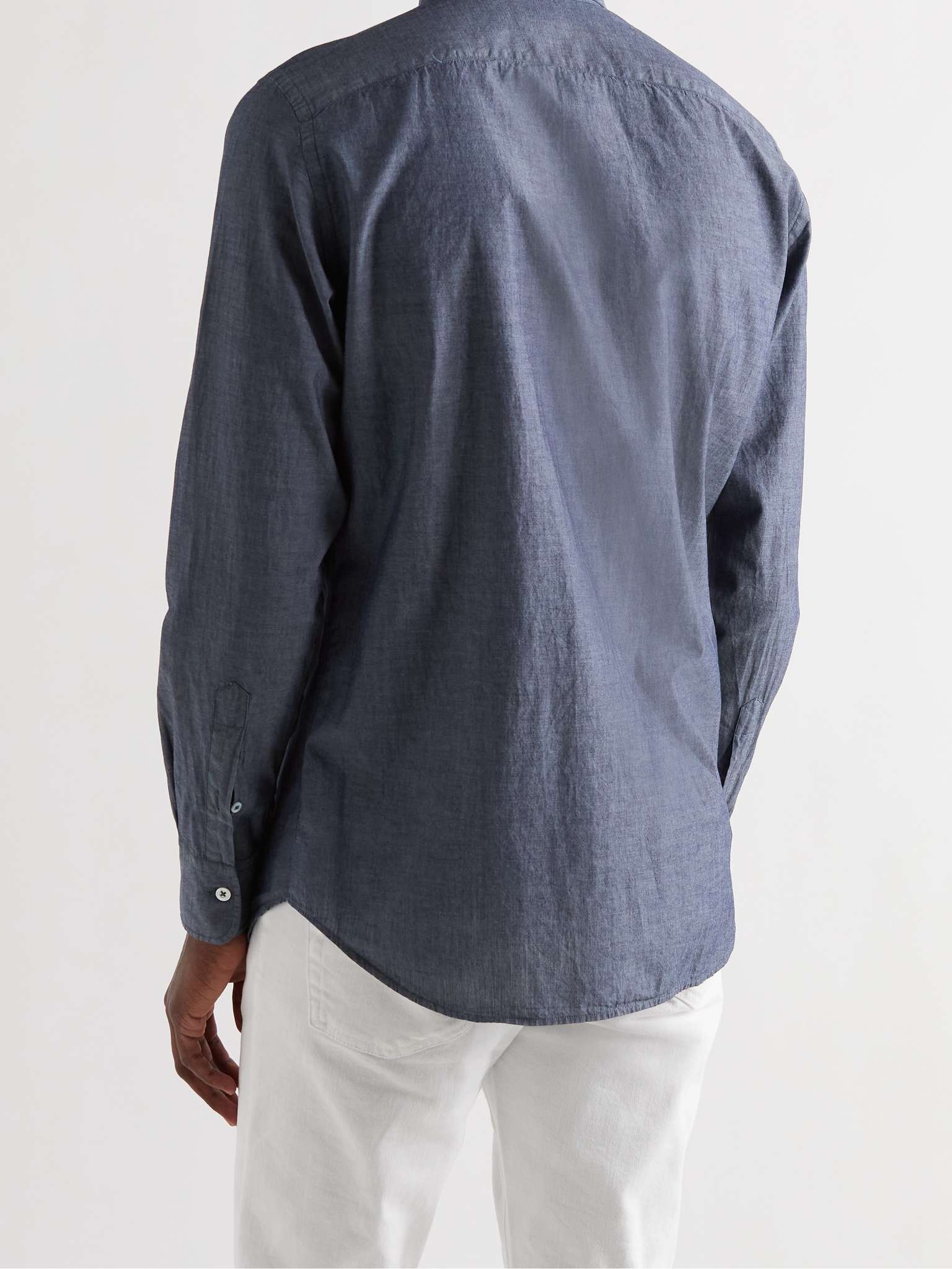 Slim-Fit Button-Down Collar Cotton-Chambray Shirt - 4