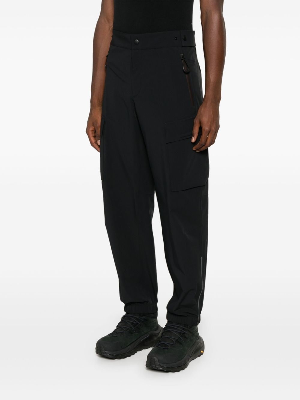 logo-lettering tapered trousers - 3