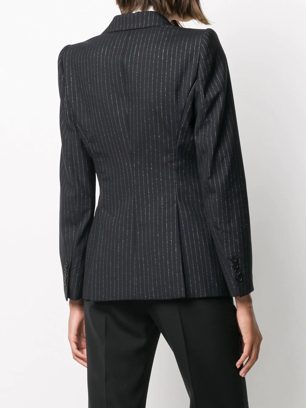 tailored pinstripe single-breasted blazer - 4