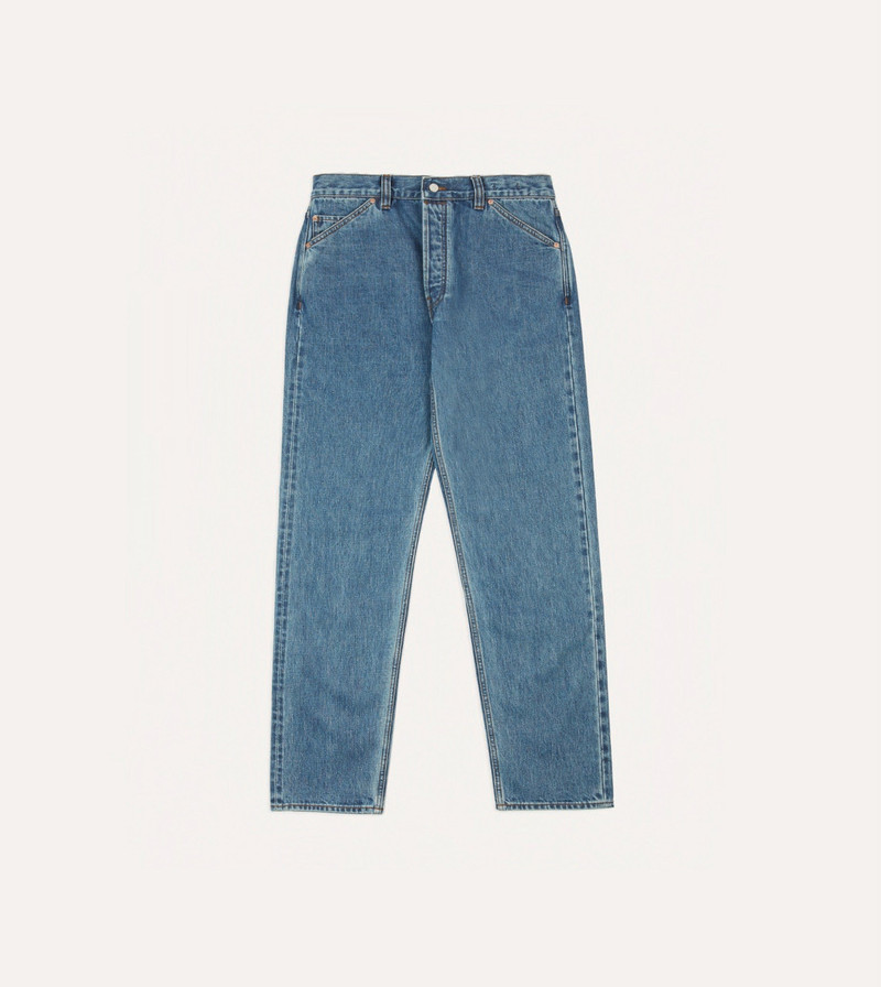 Bleach Wash 14.2oz Japanese Selvedge Denim Five-Pocket Jeans - 1