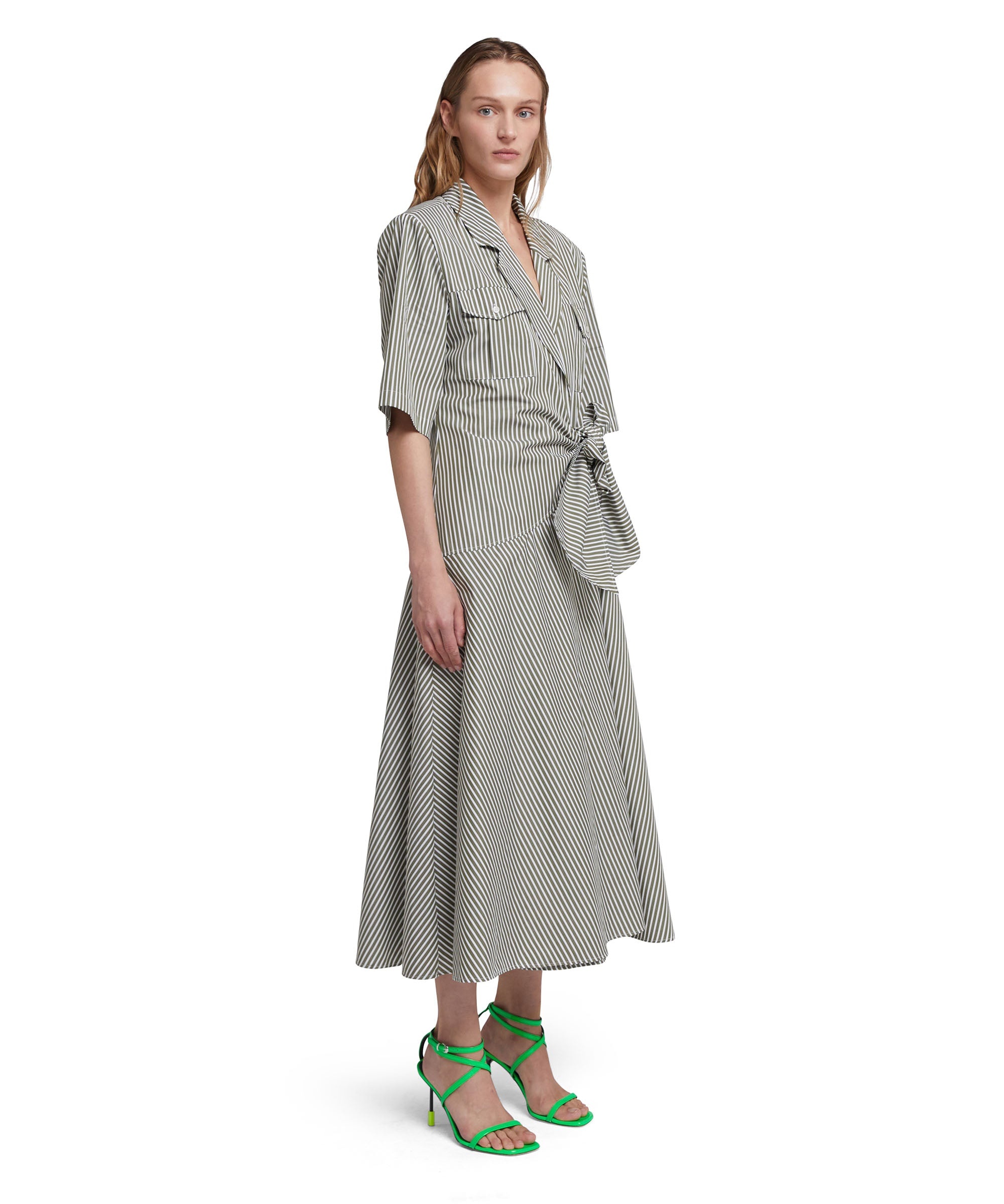 Poplin midi dress with bowed waistline - 4