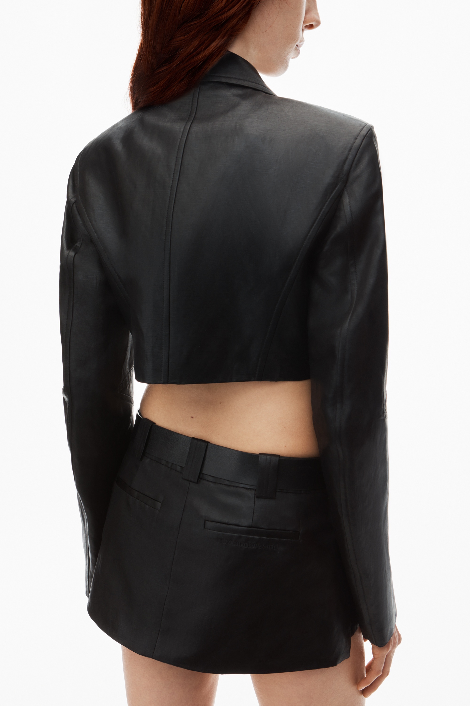 cropped blazer in linen chintz - 6