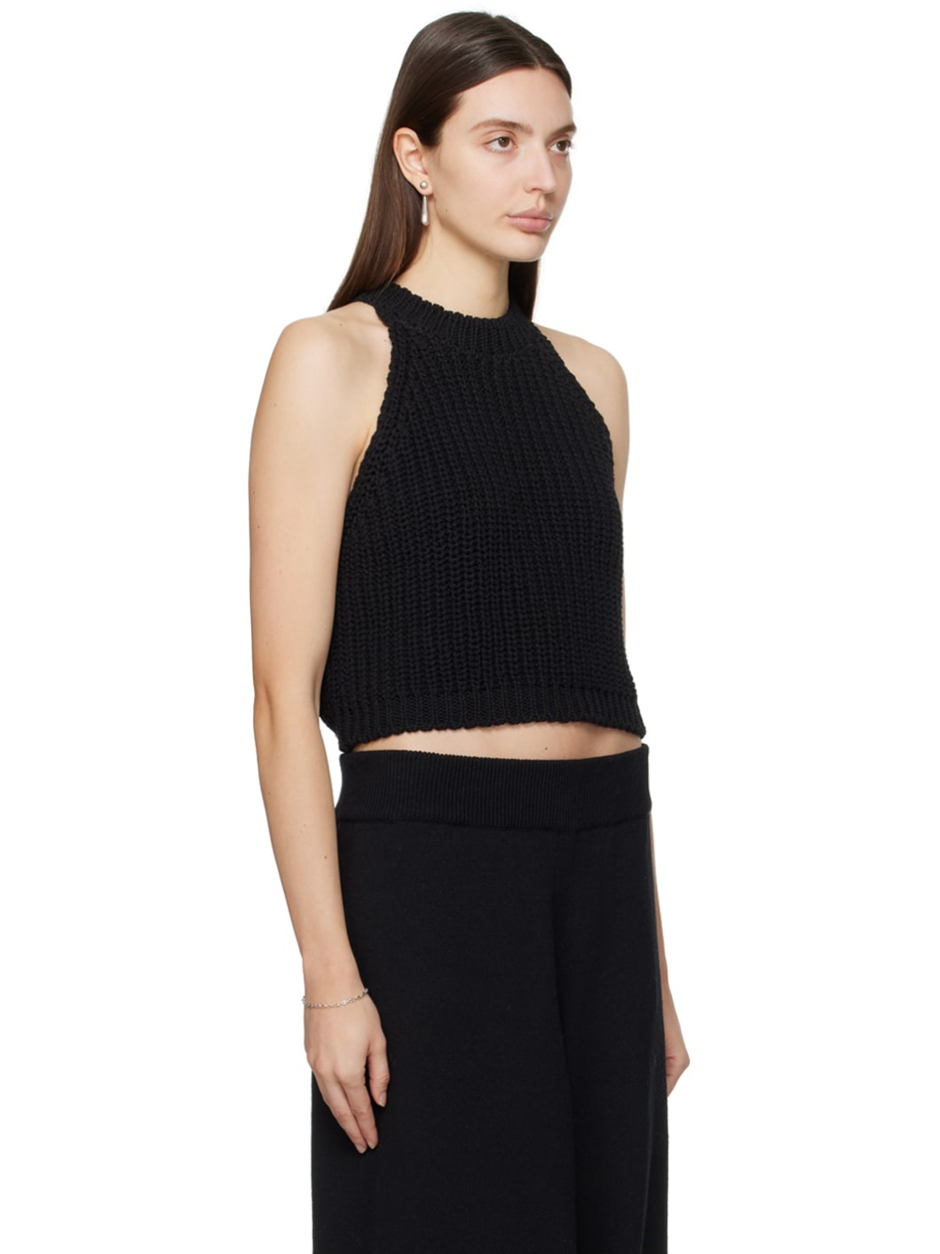 Black Cropped Tank Top - 2