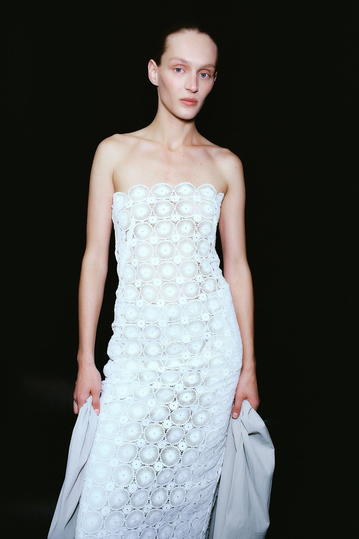 Doily Column Dress - White - 10