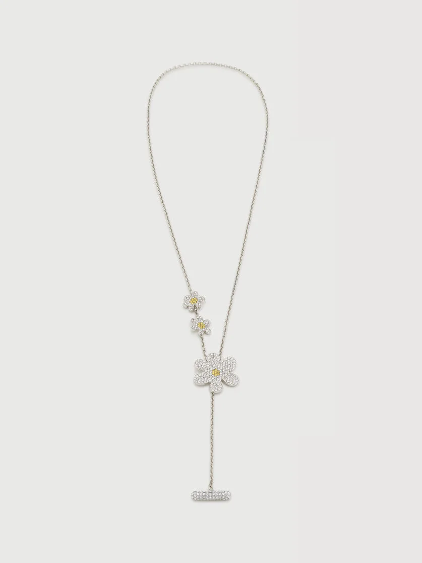 YELLOW RHINESTONE DAISY NECKLACE - 1