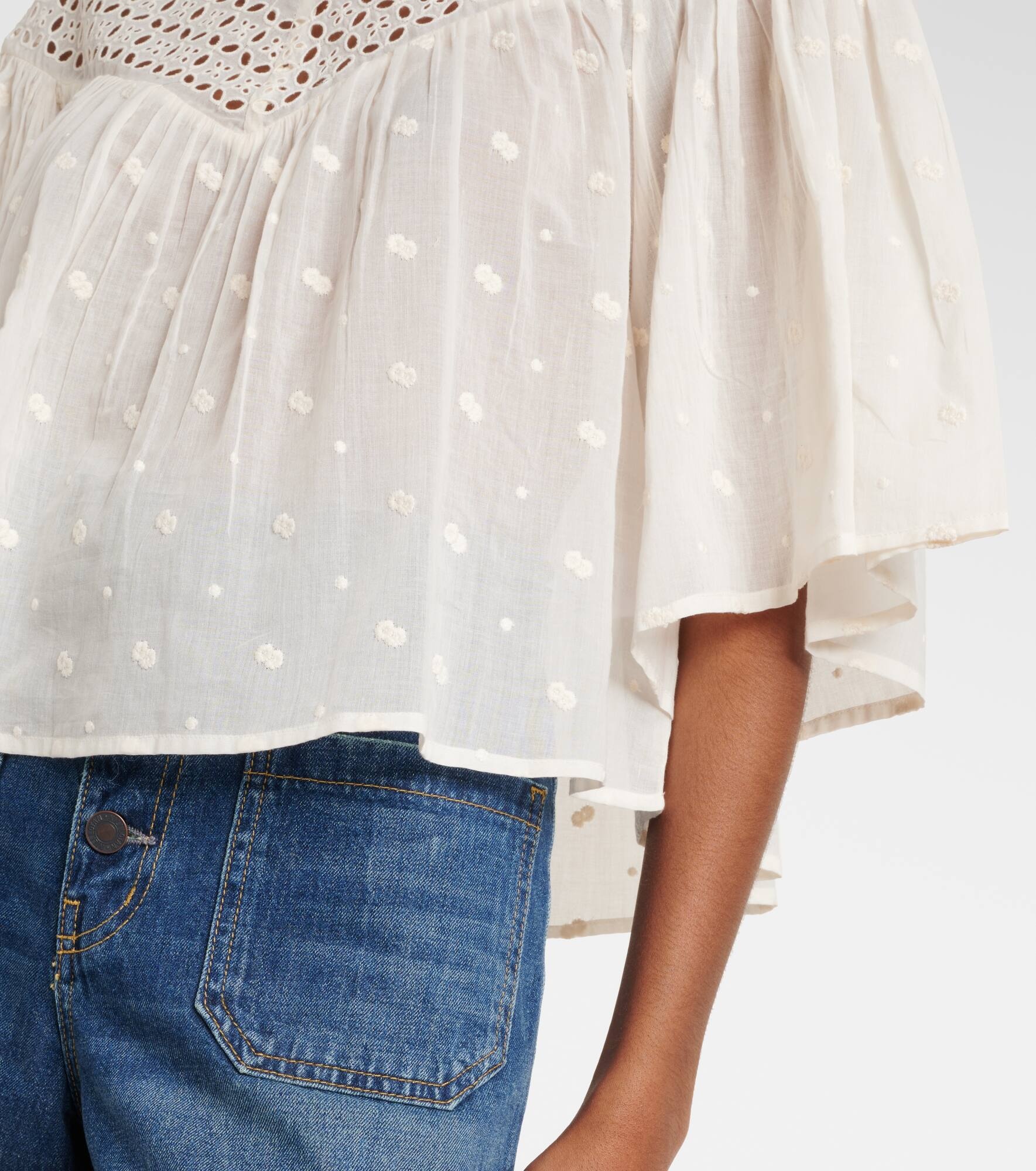 Mikki embroidered cotton voile top - 5