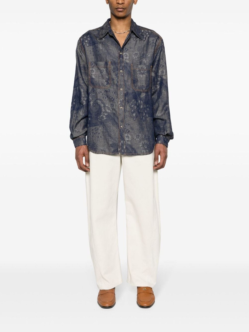 Etro patterned-jacquard denim shirt outlook