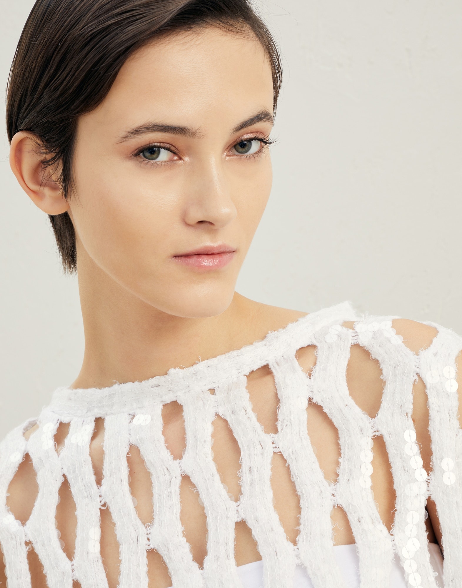 Dazzling mesh sweater in linen and silk - 3