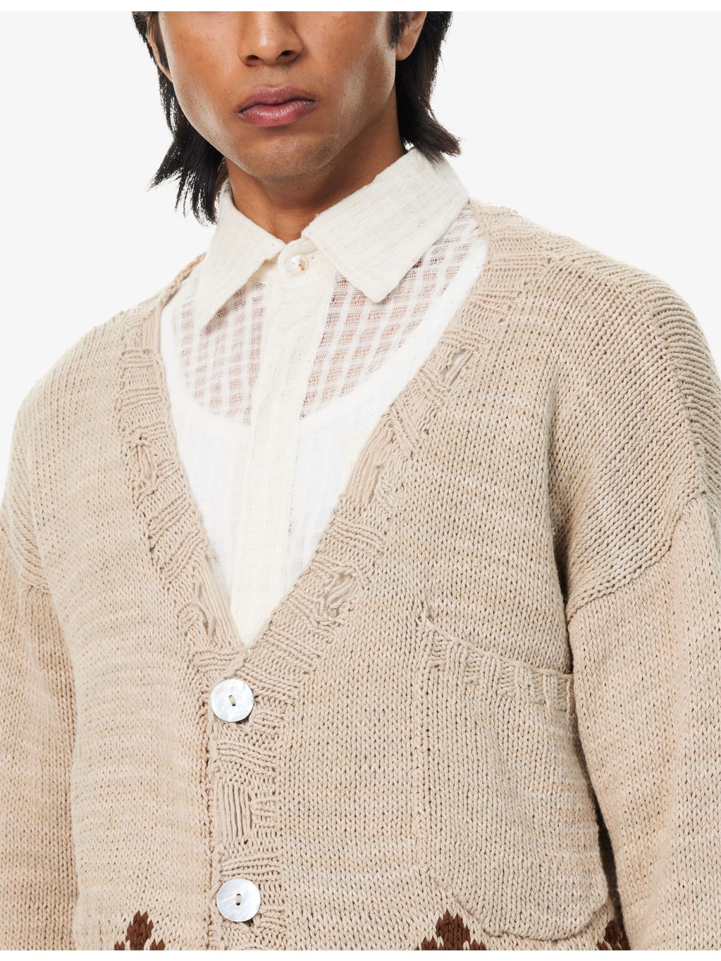 Intarsia Relaxed-Fit Knitted Cardigan - 5