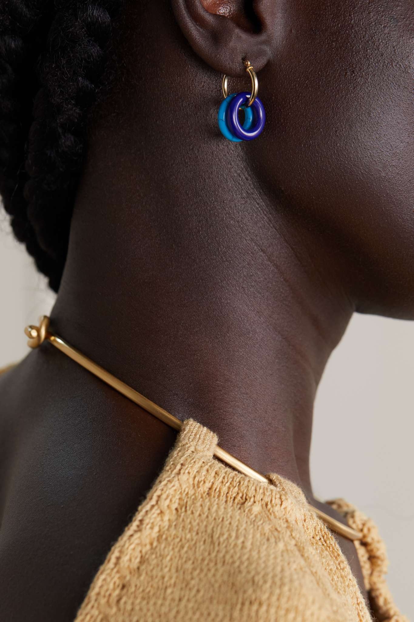 MATEO Donut 14-karat gold lapis lazuli hoop earrings