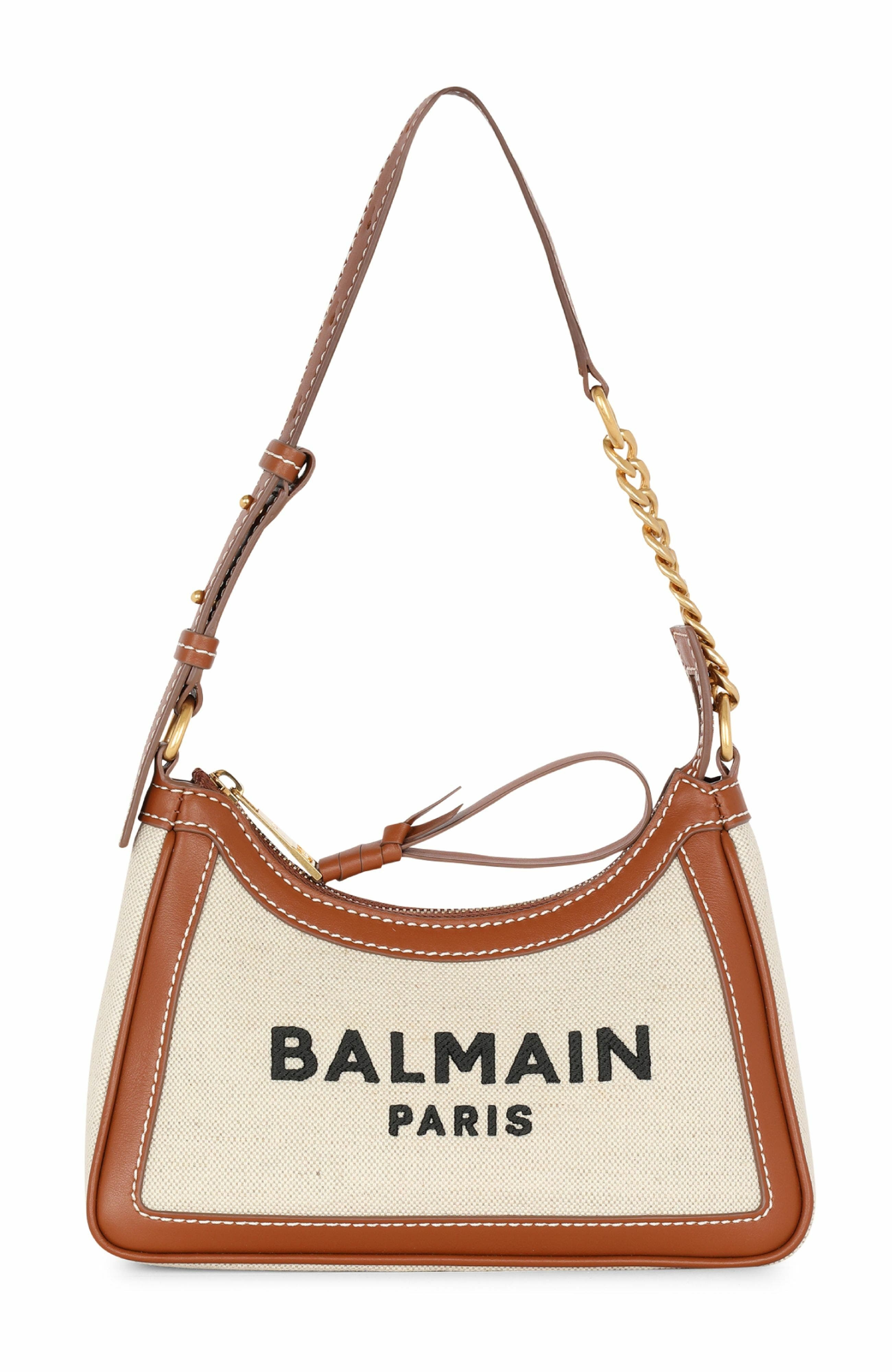 Balmain B-Army Shoulder canvas and leather bag in Beige at Nordstrom - 1