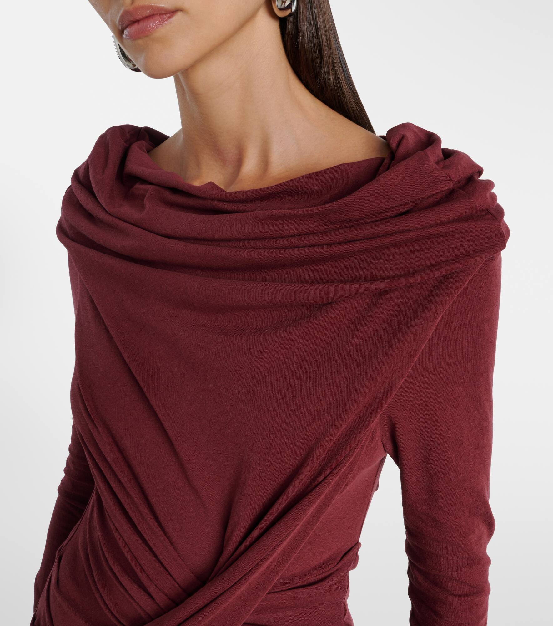 Taut cotton-blend jersey top - 4