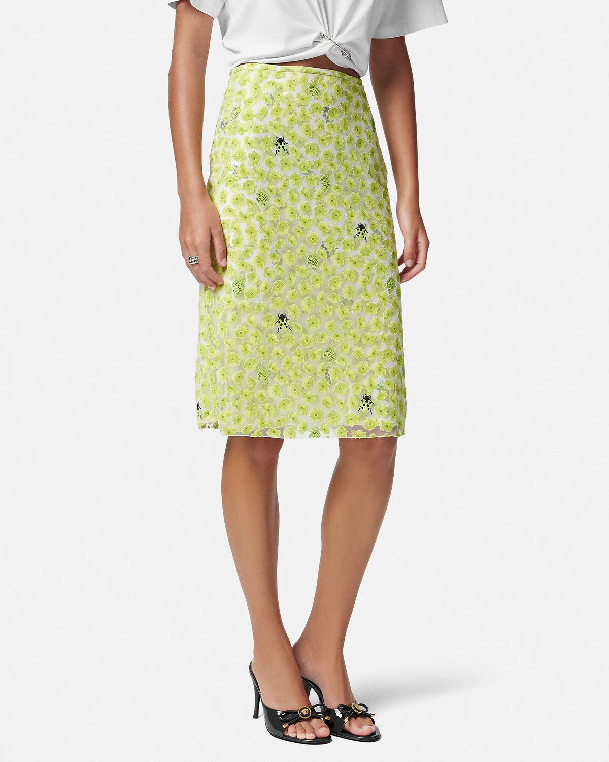 Strawberry Garden Devoré Pencil Skirt - 4