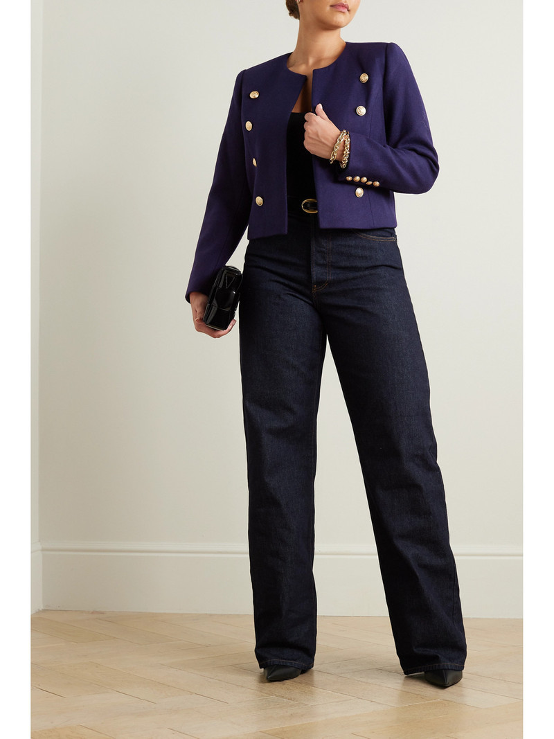 L'AGENCE True Button-embellished Wool-blend Blazer outlook
