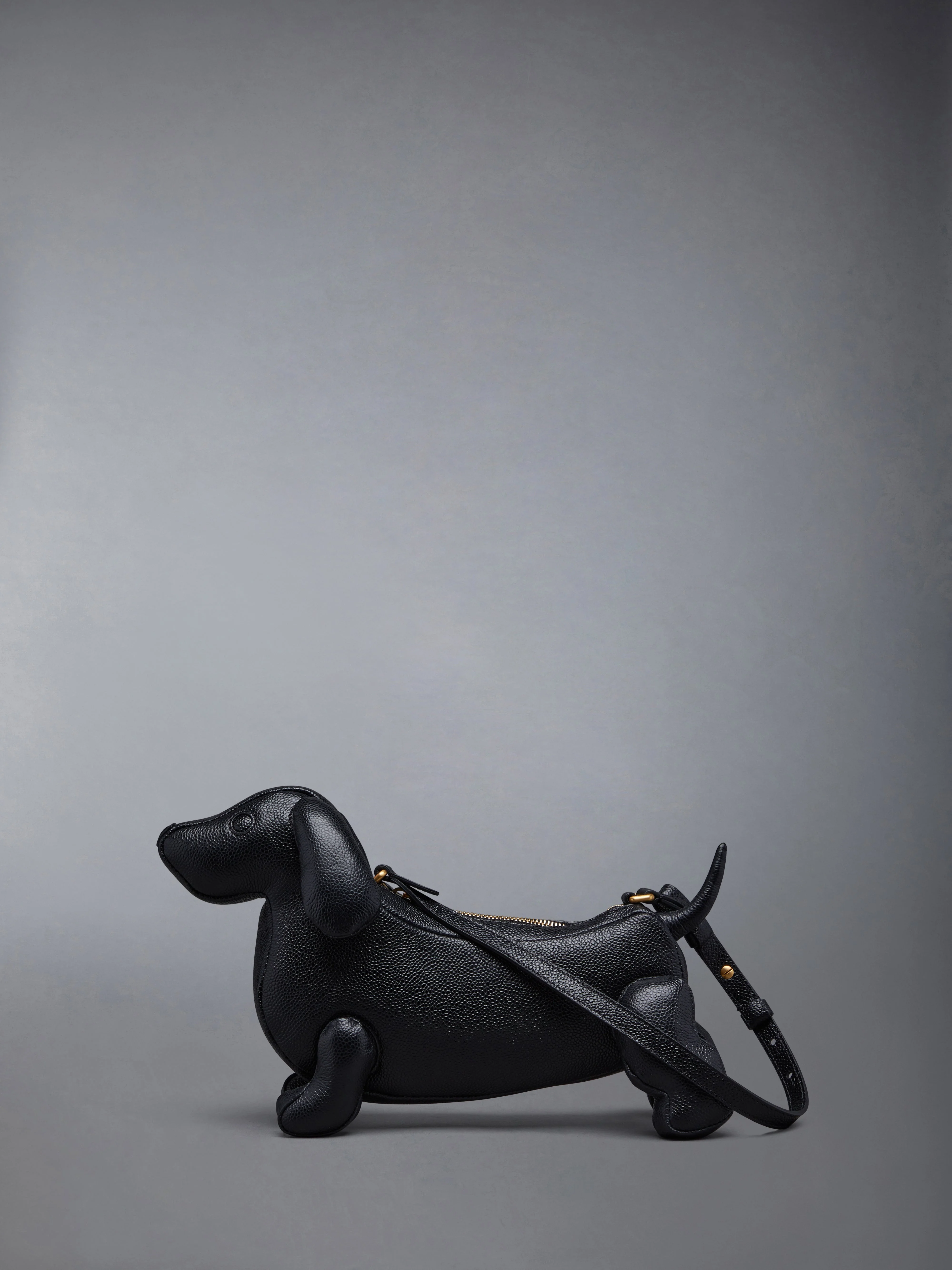 Black Pebble Grain Leather Hector Baguette Shoulder Bag - 1