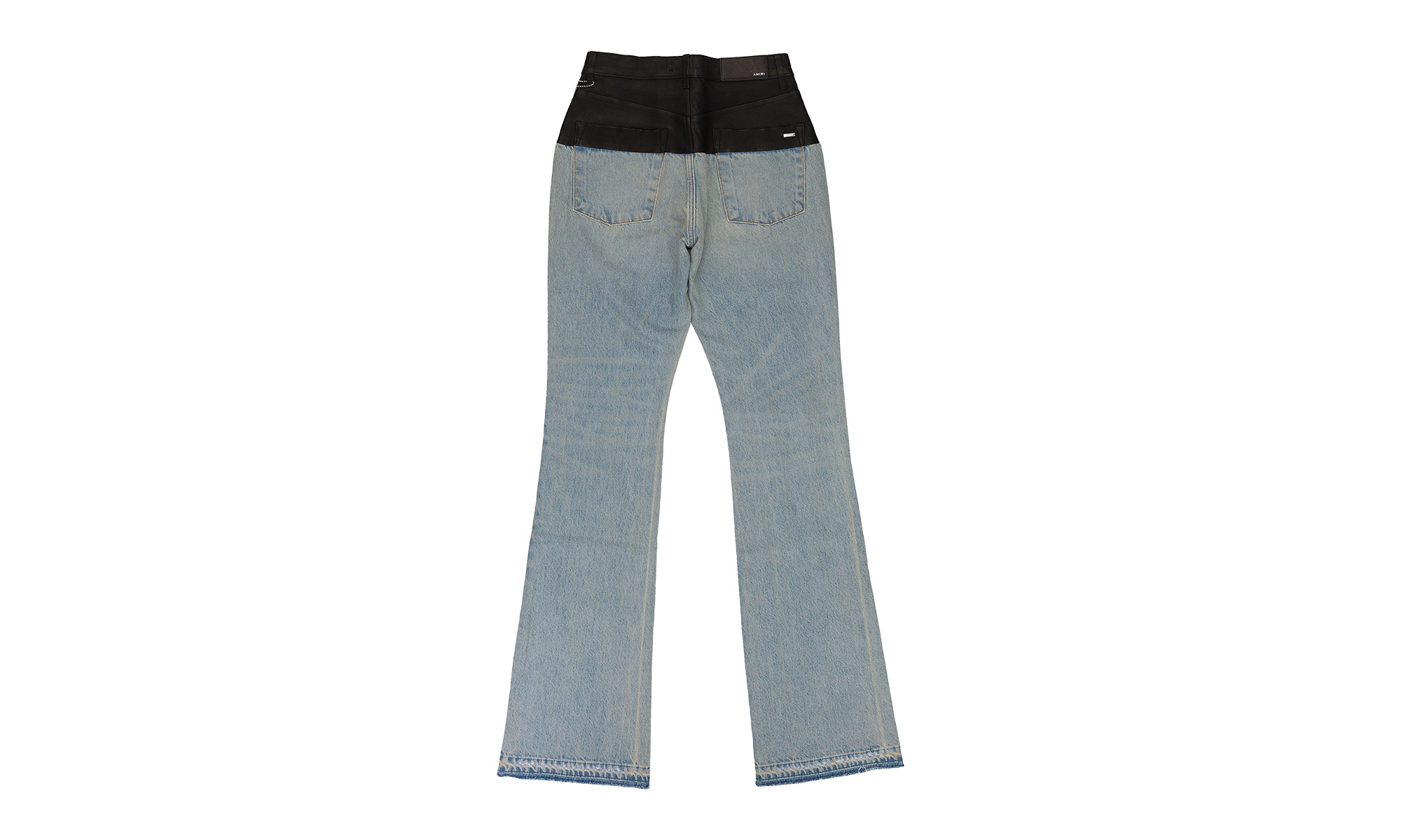 Hybrid Bootleg Jeans w/ Leather "SKY INDIGO / BLACK" - 2