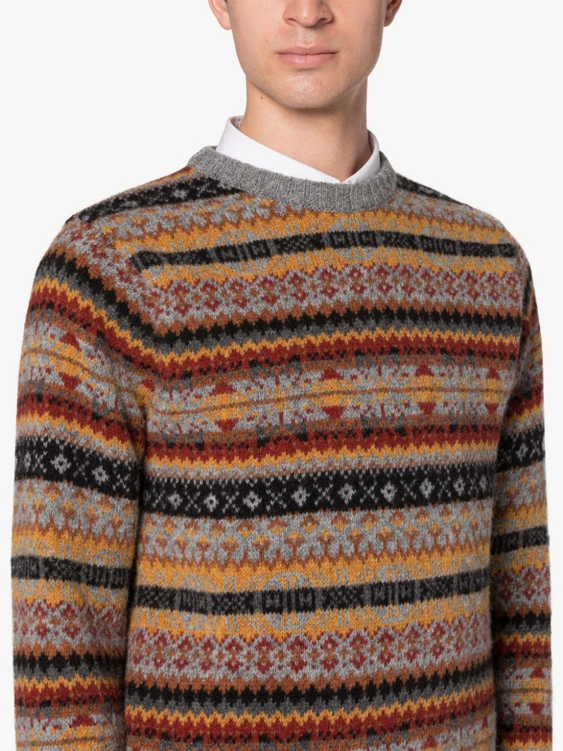 IMPULSE MEDIUM GREY WOOL FAIR ISLE CREWNECK SWEATER 5