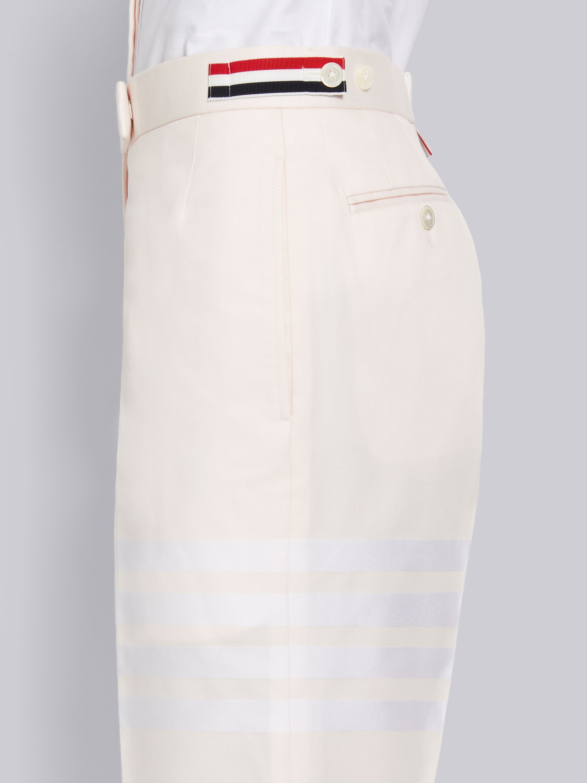Light Pink Cotton Twill Engineered 4-Bar Unlined Low Rise Side Tab Straight Trouser - 5