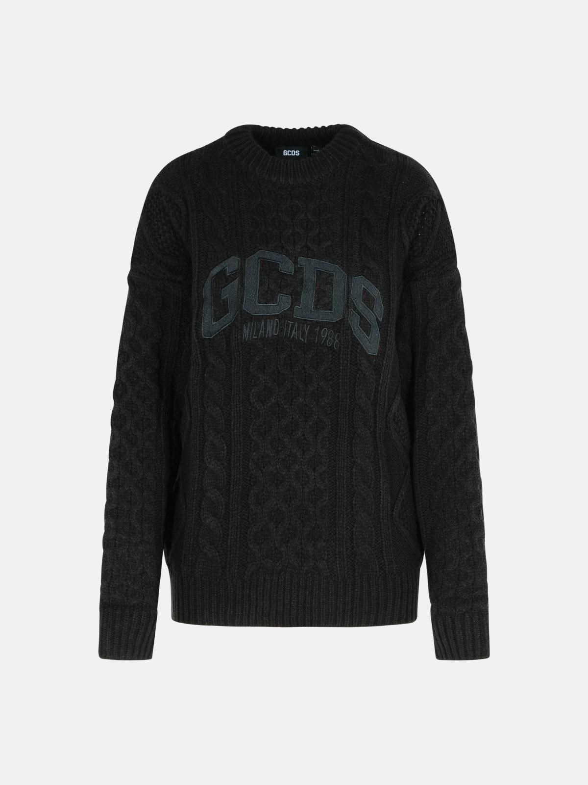 BLACK ACRYLIC BLEND SWEATER - 1
