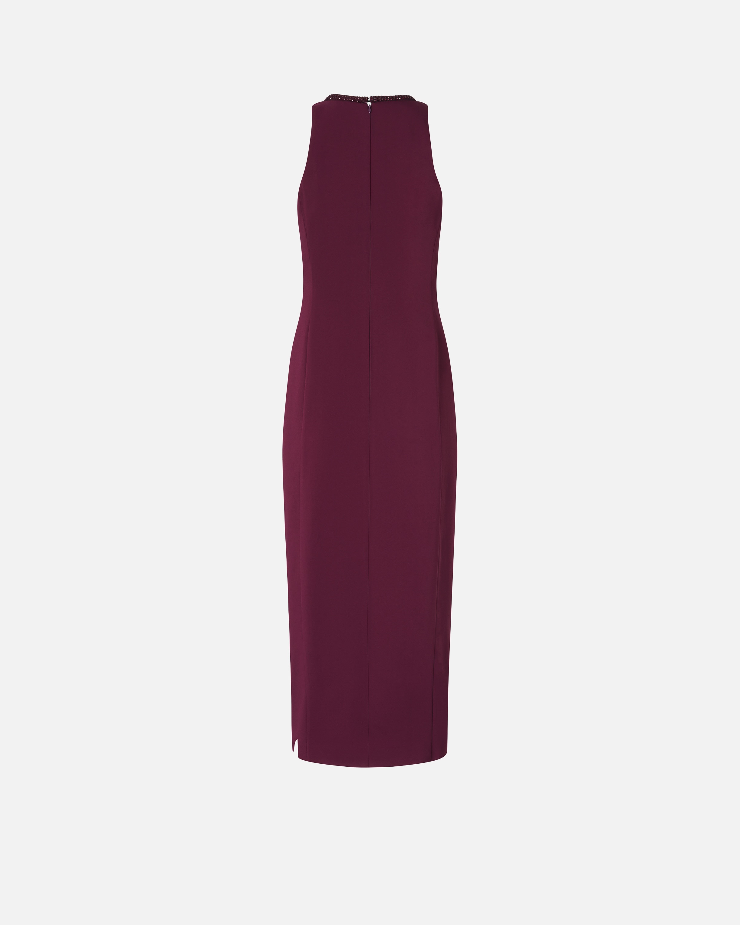 BLACK SHEATH DRESS WITH RHINESTONED NECKLINE - 6