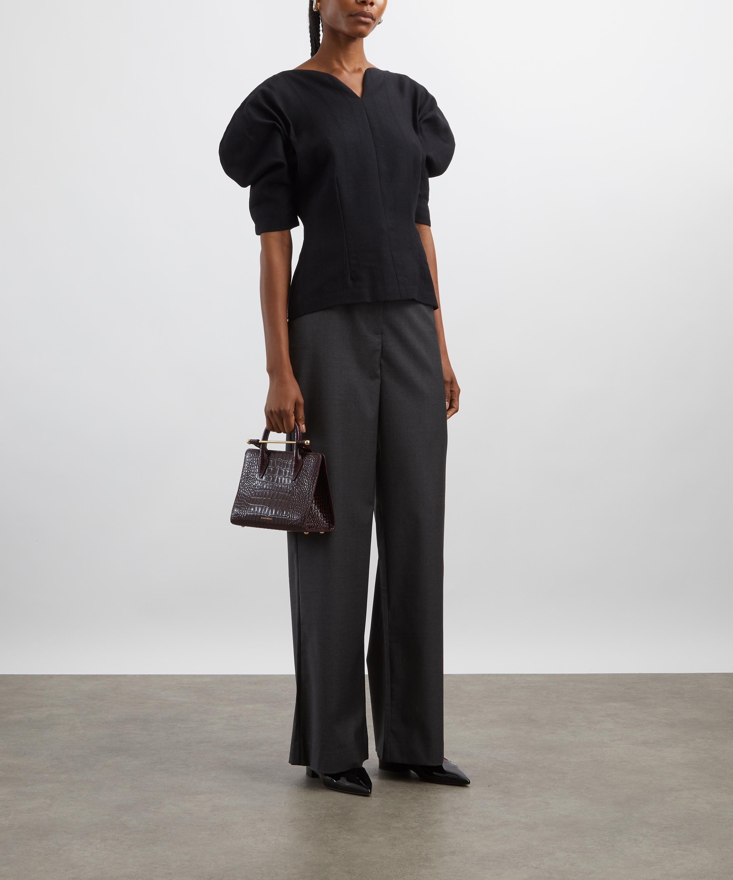Grey Wool Wide-Leg Trousers - 2