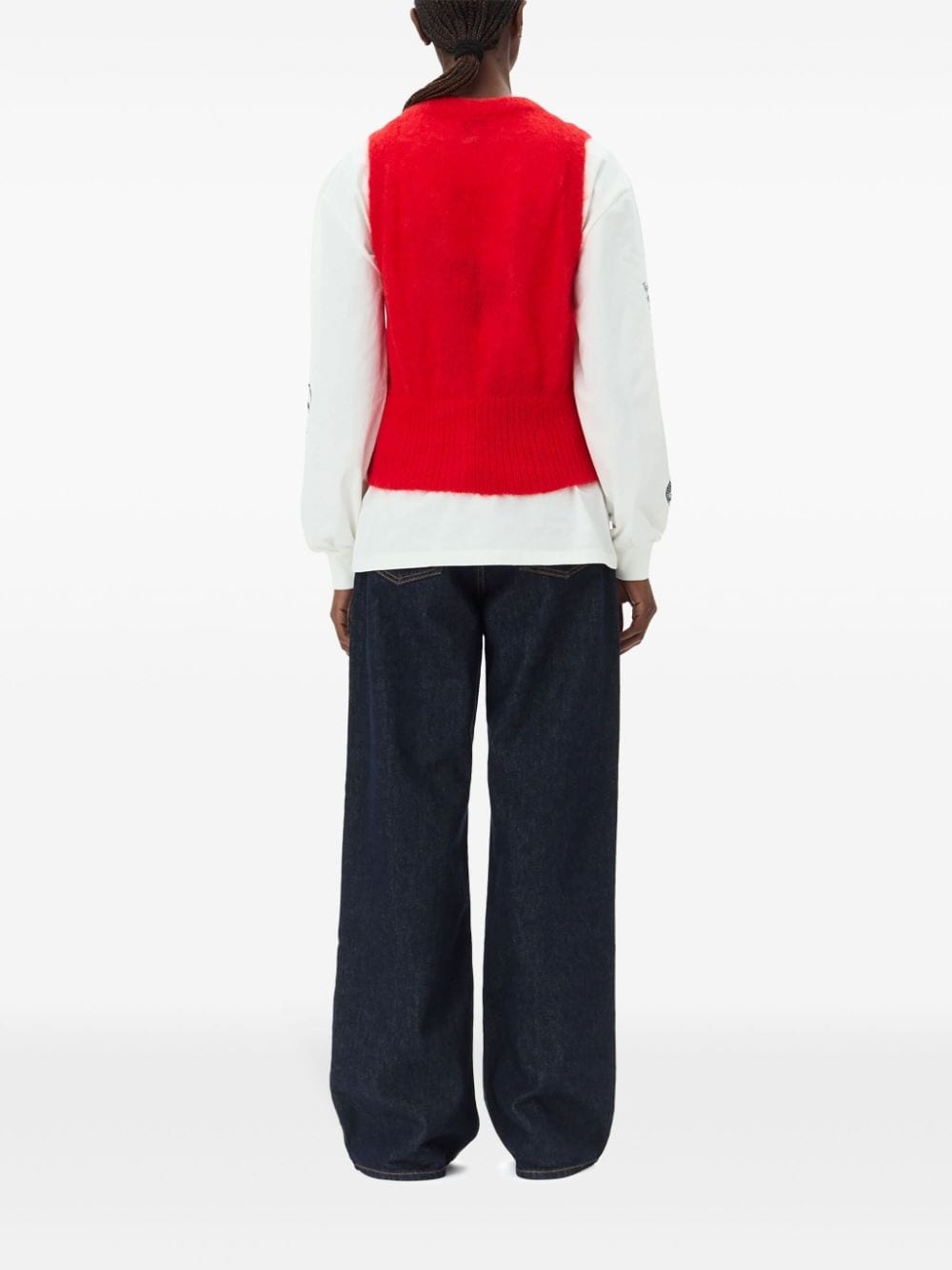 bow detailing sleeveless vest - 4