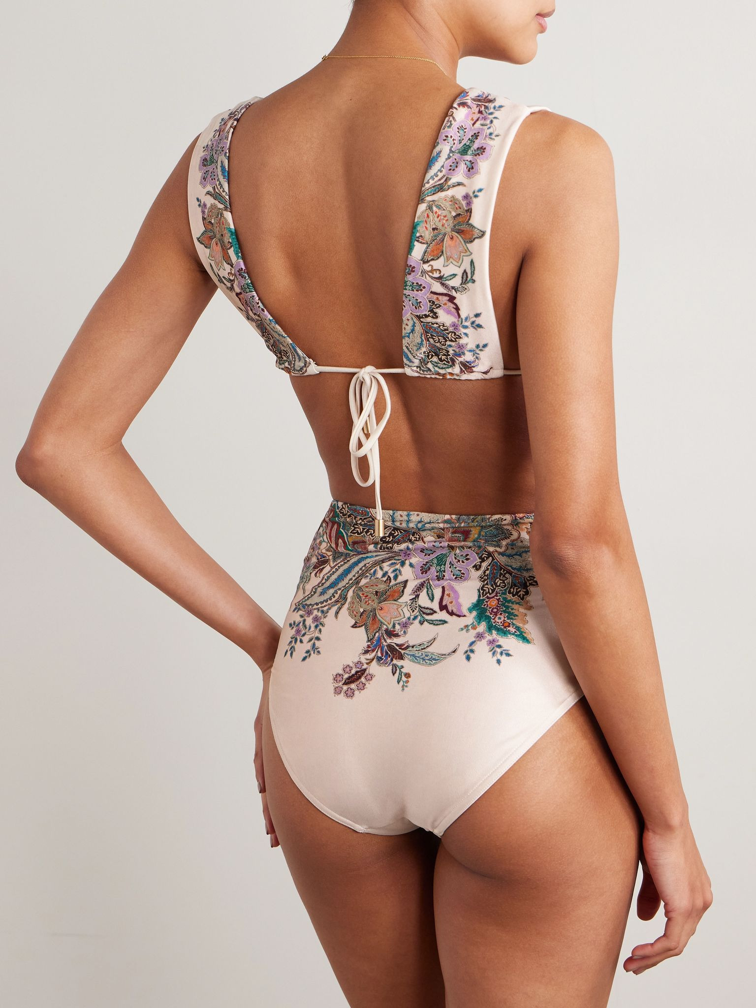 Rhiannon floral-print bikini Off-white - 4