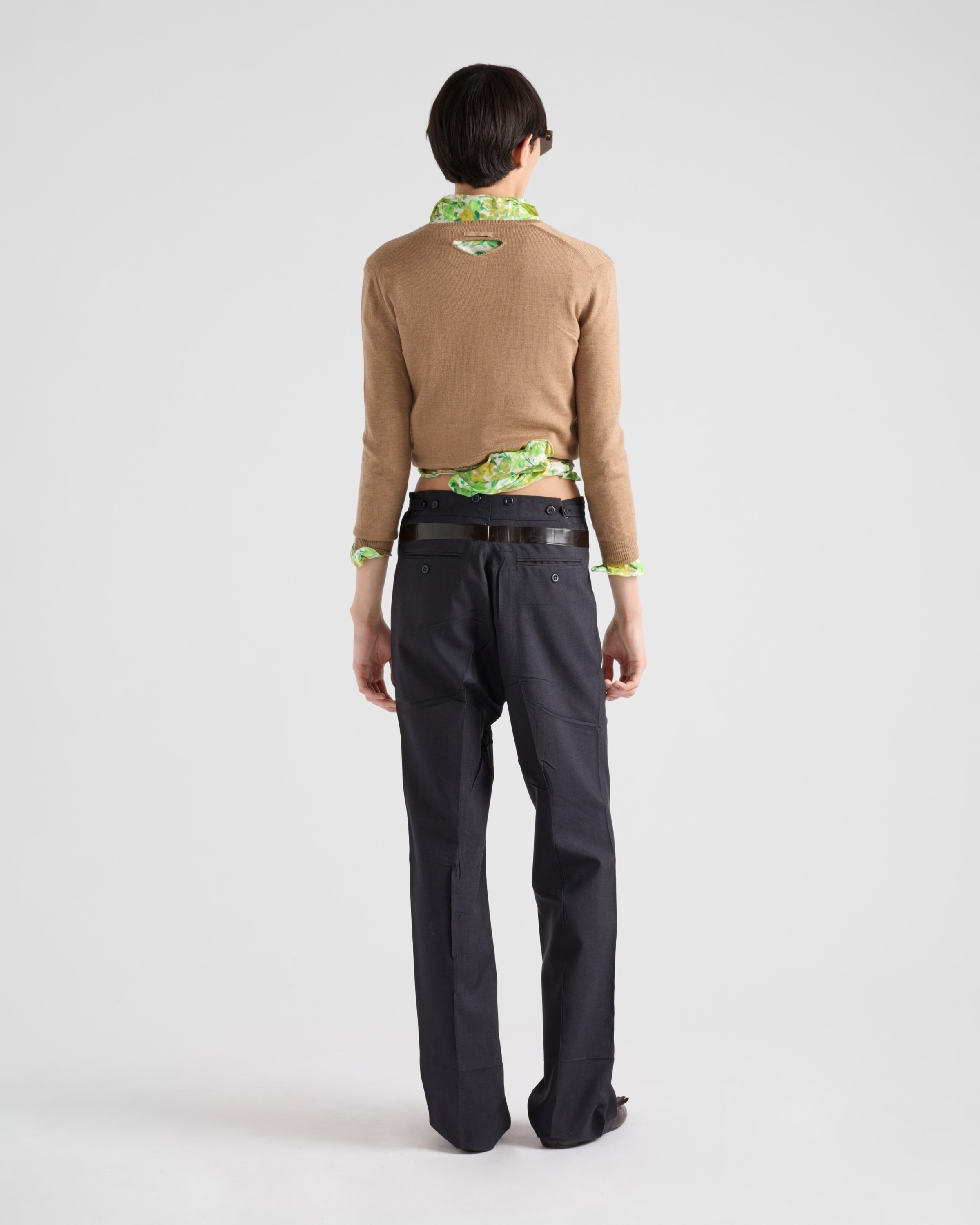 Mohair and silk pants with printed belt - 5