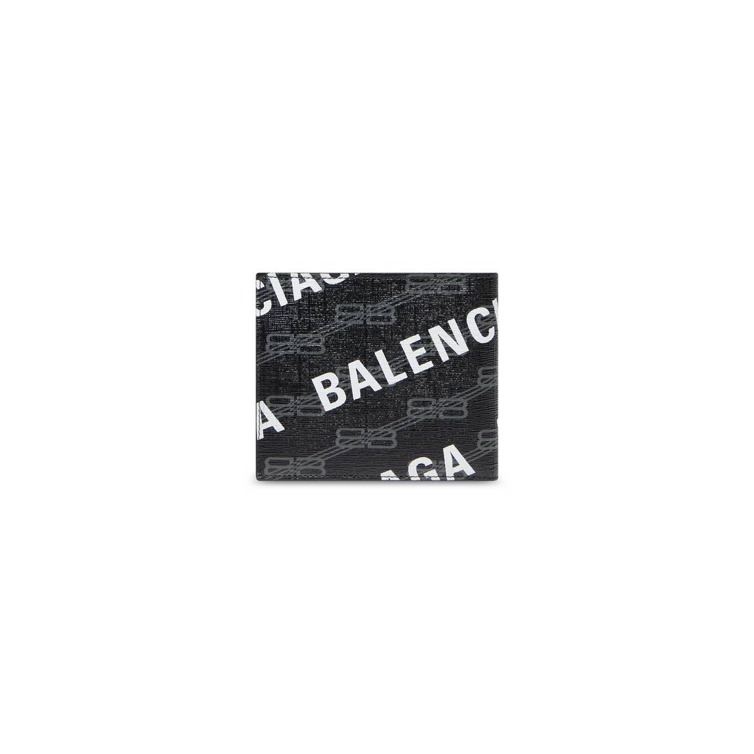 signature square folded coin wallet bb monogram coated canvas and allover logo - 2
