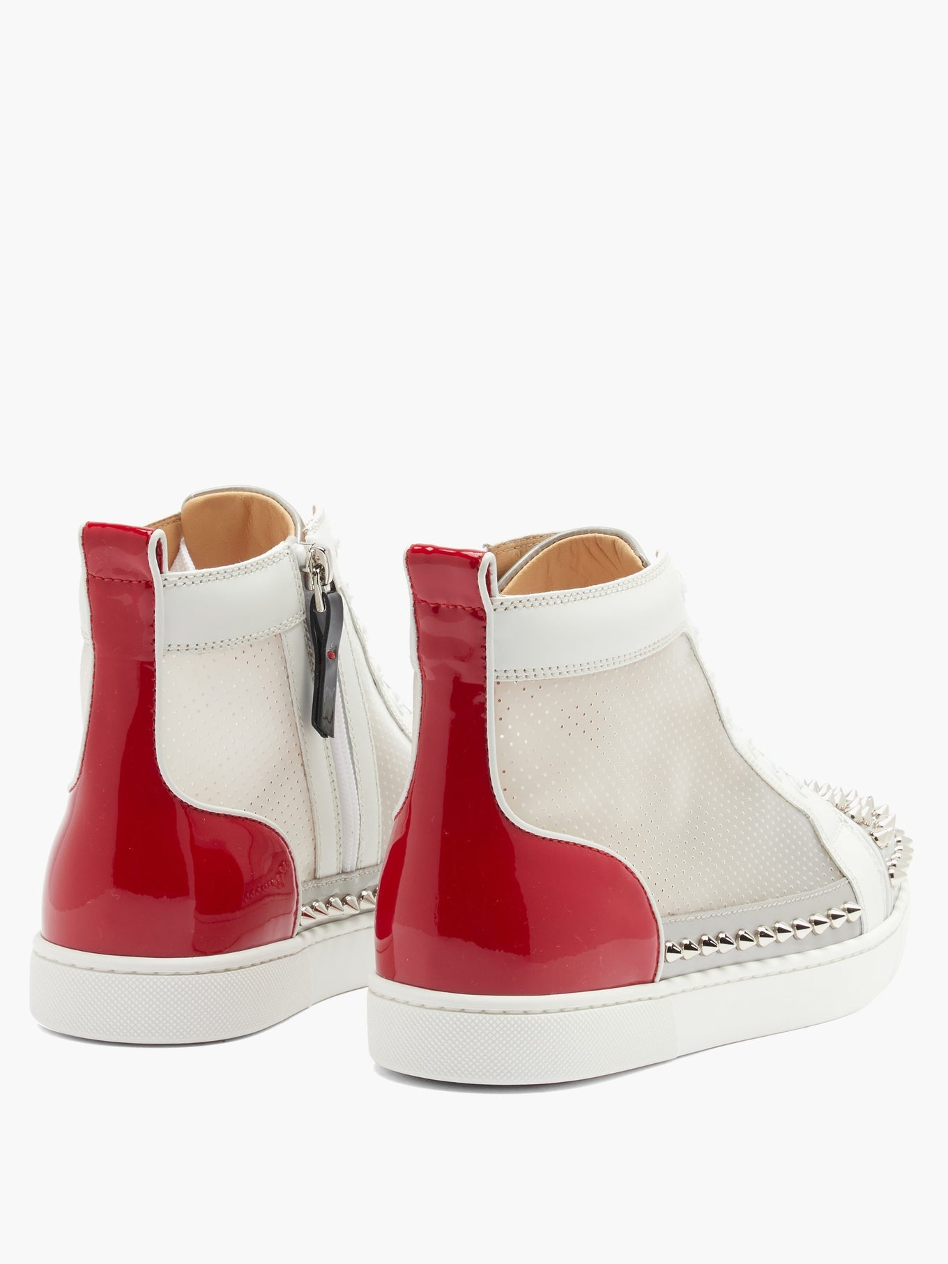 Donna studded leather and mesh high-top trainers - 4