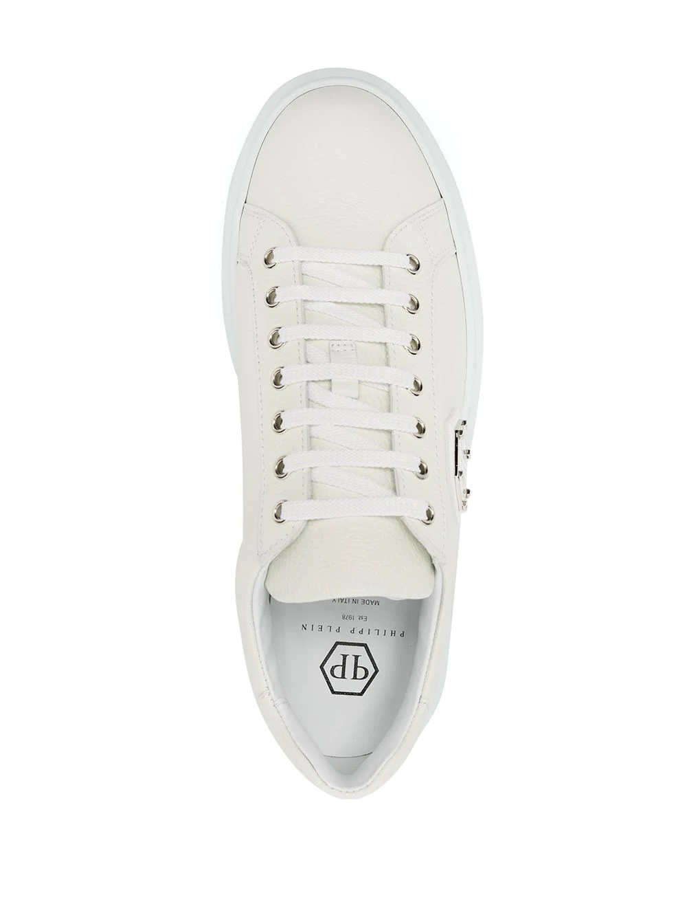 grained leather sneakers - 4