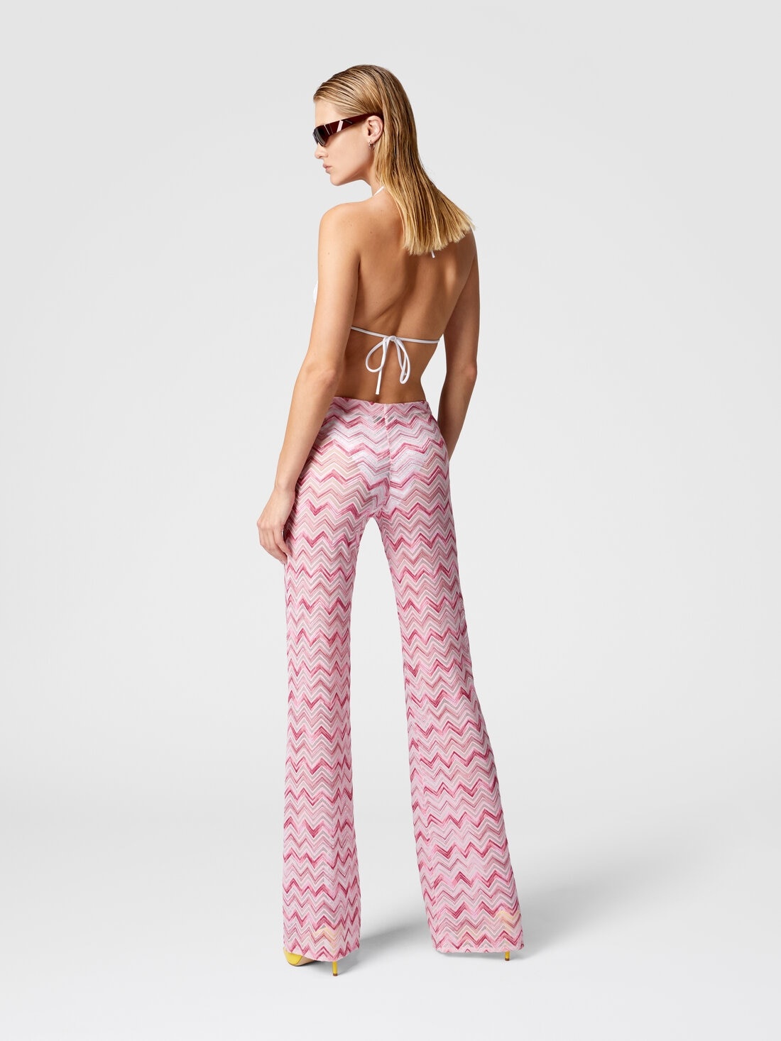Flare trousers in slub zigzag viscose blend - 3