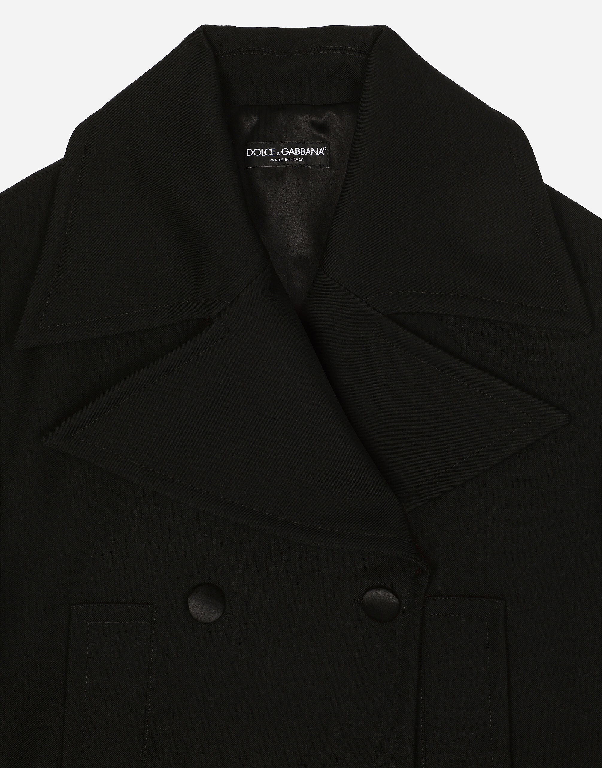 Short oversize wool gabardine jacket - 8