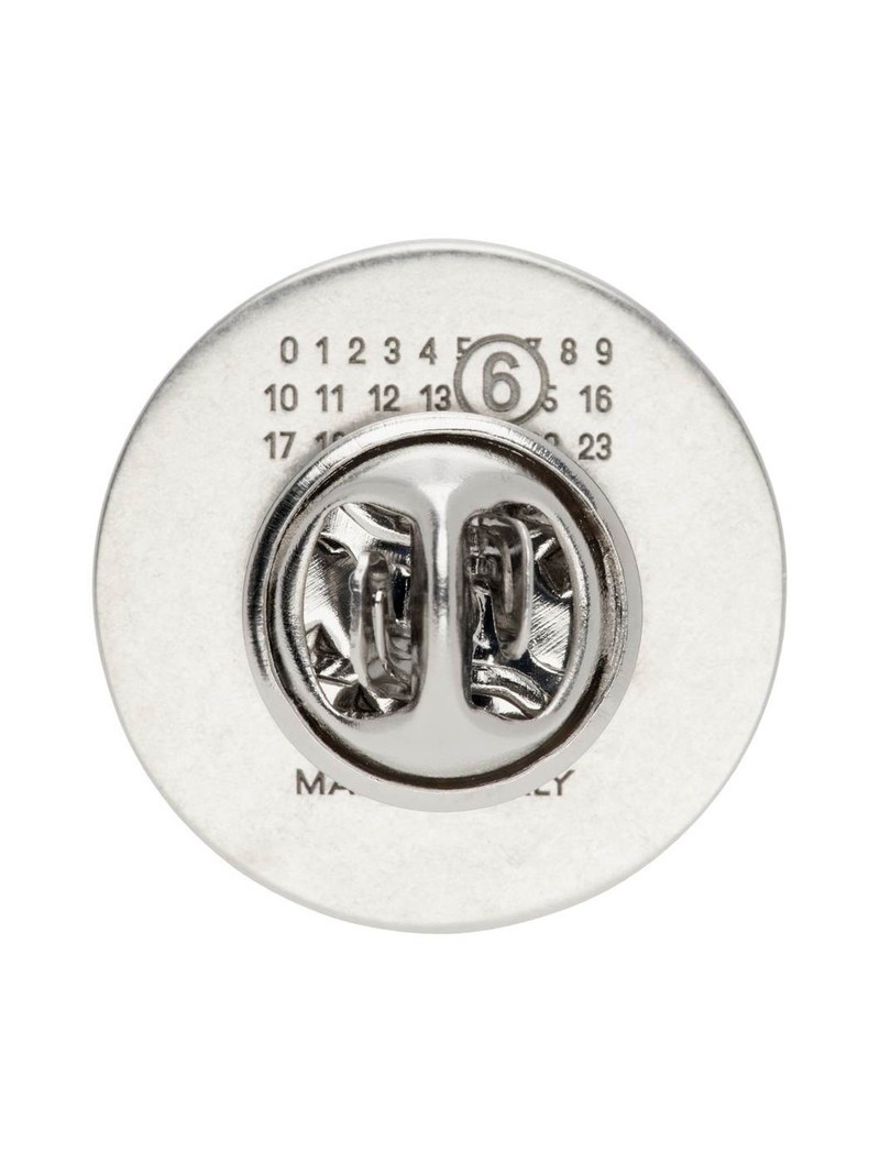 MM6 Maison Margiela White & Silver Round Logo Pin outlook
