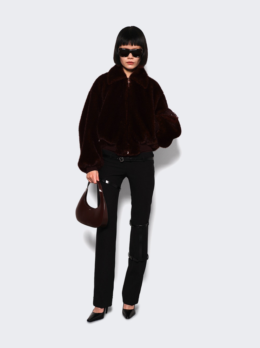 Faux Fur Bomber Jacket Brown - 5