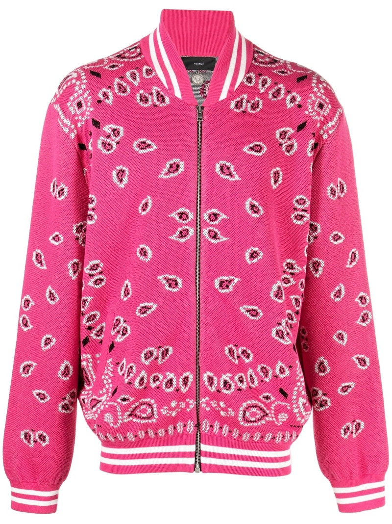 bandana-print zip-up cardigan 1