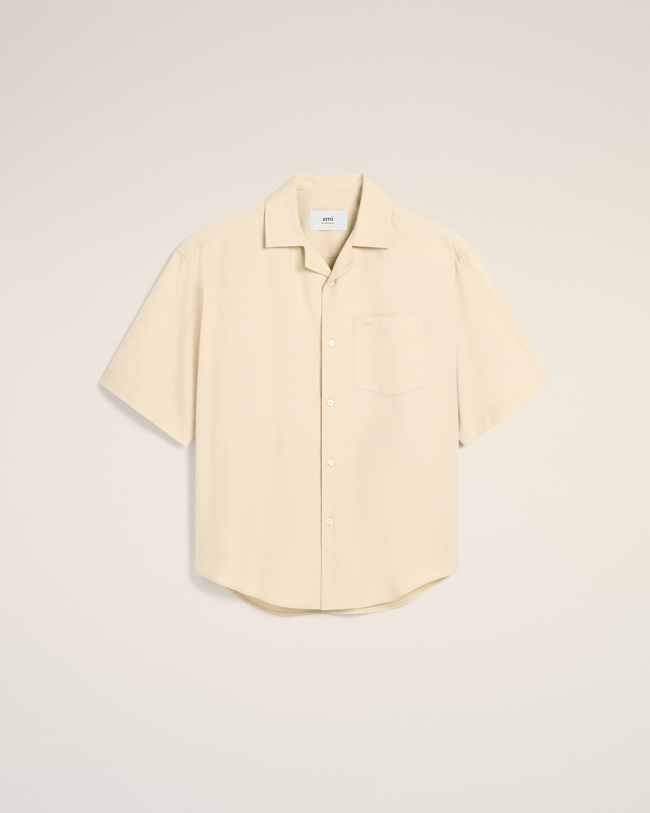 BEIGE COTTON SHORT SLEEVE BOXY SHIRT - 2
