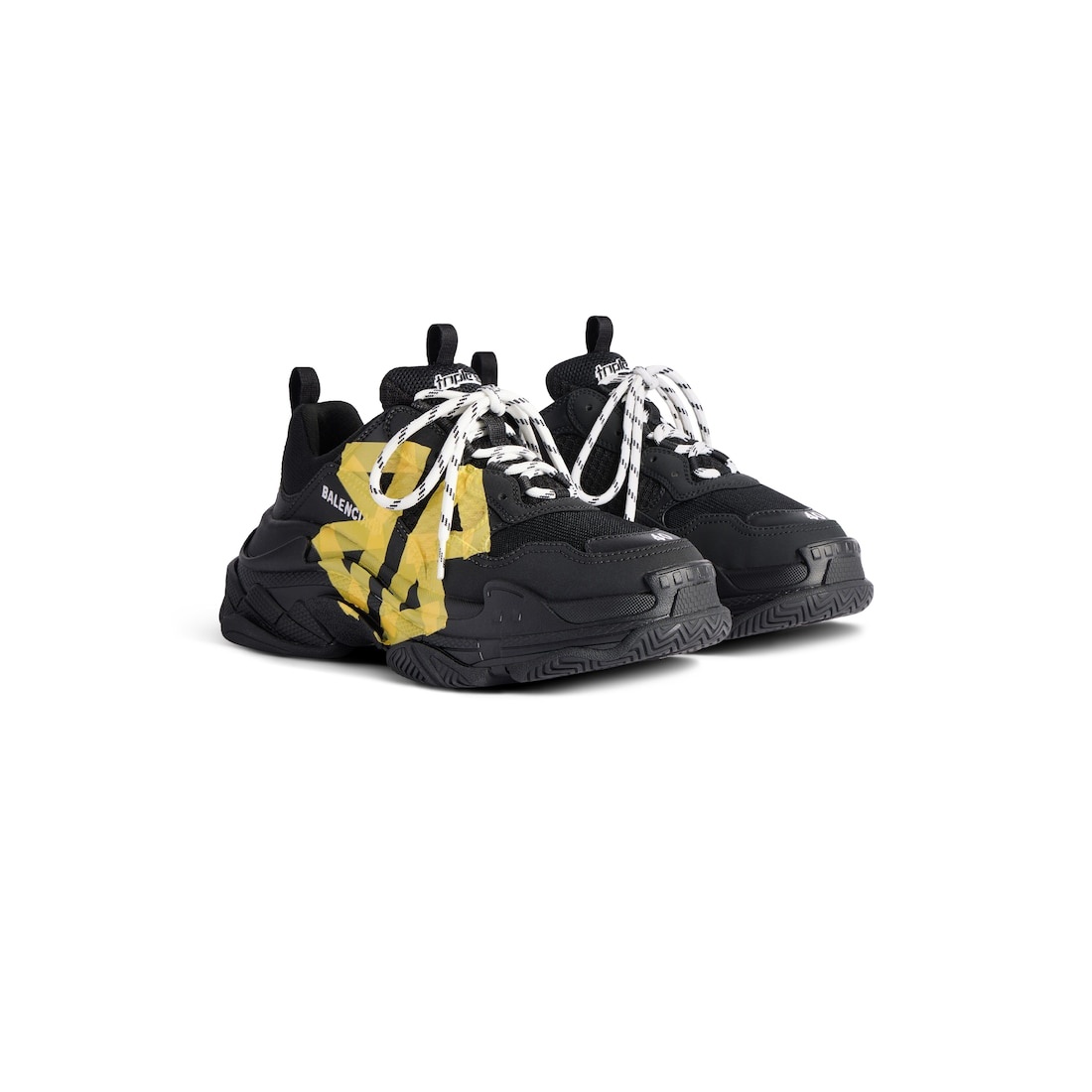 Men's Triple S Tape Type Sneaker  in Black/yellow - 2