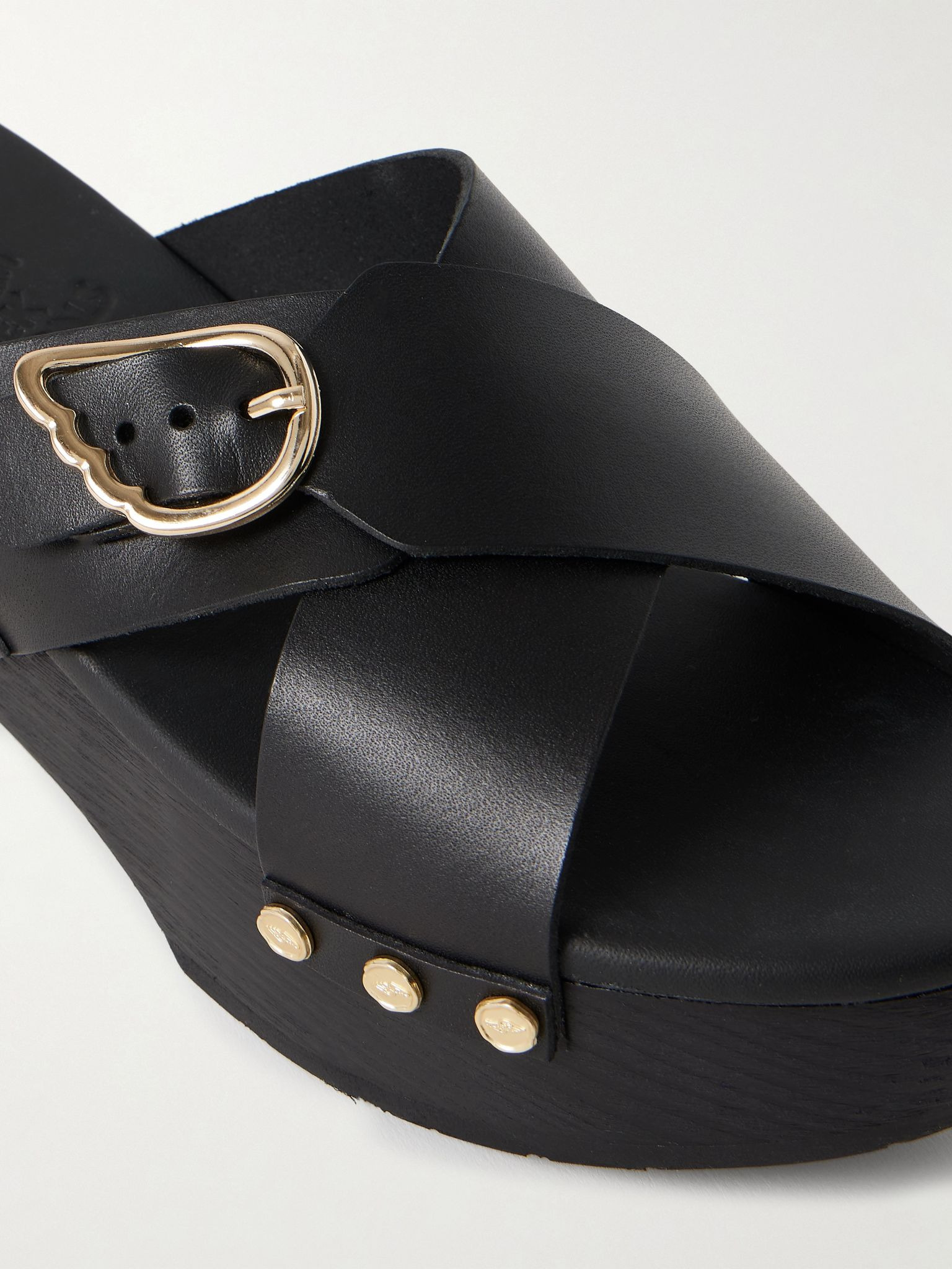 Marilisa Sabot buckled leather platform sandals Black - 4