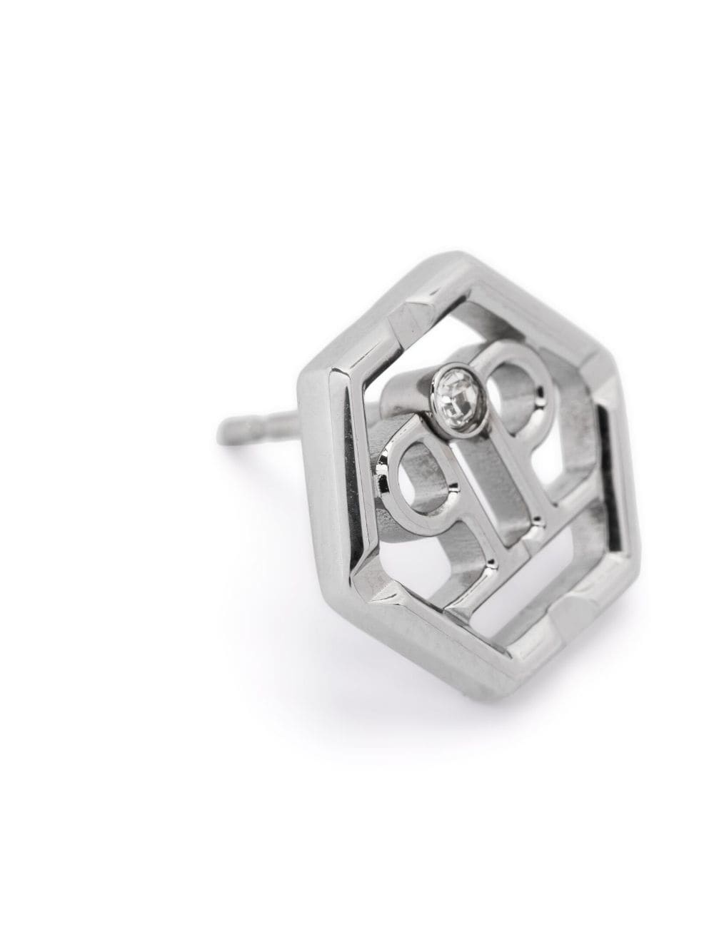 hexagonal logo-charm stud earrings - 3